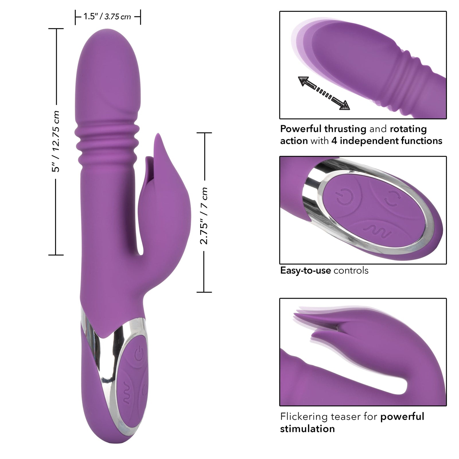 California Exotics - Enchanted Kisser Thrusting Rabbit Vibrator (Purple) - Rabbit Dildo (Vibration) Rechargeable Durio.sg