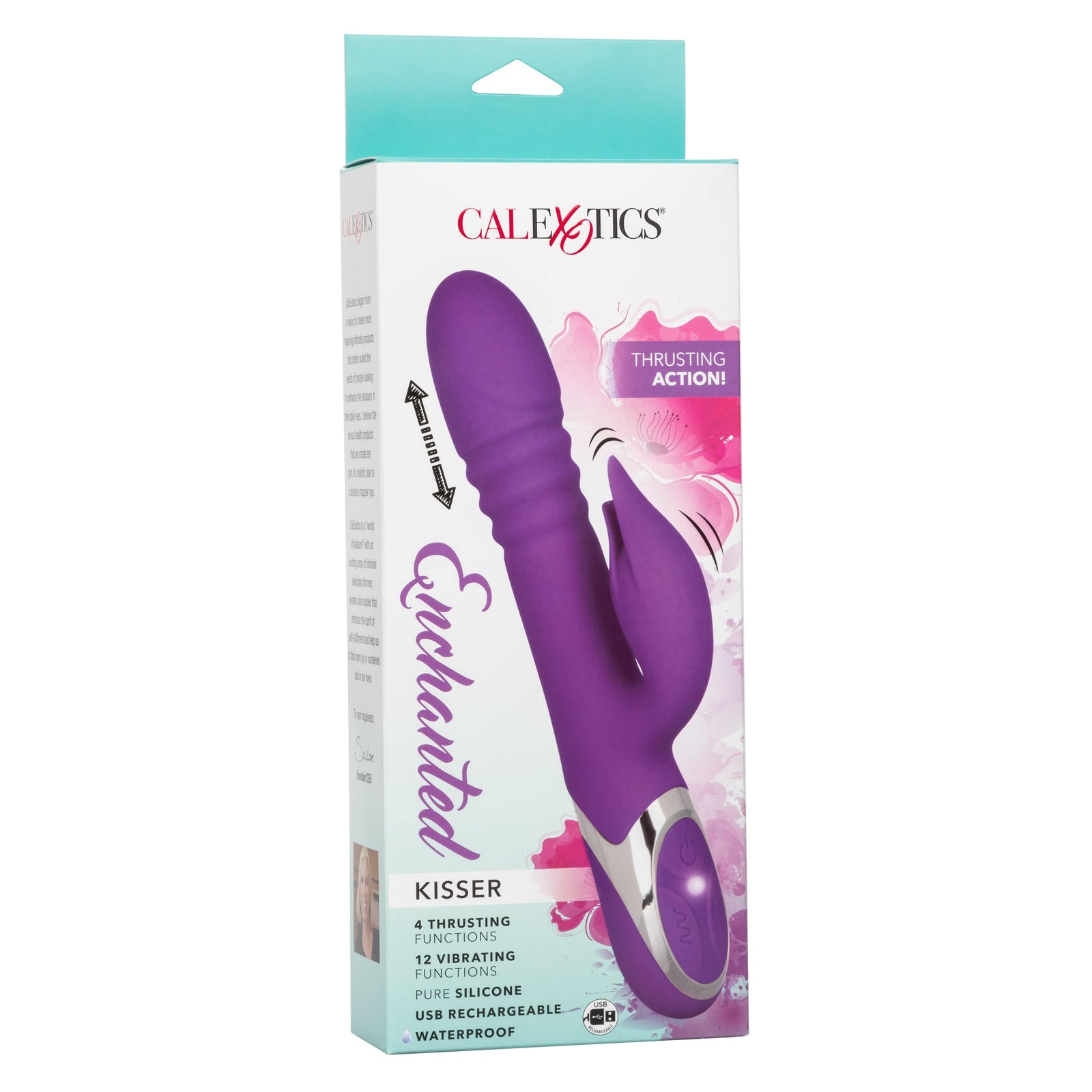 California Exotics - Enchanted Kisser Thrusting Rabbit Vibrator (Purple) - Rabbit Dildo (Vibration) Rechargeable Durio.sg