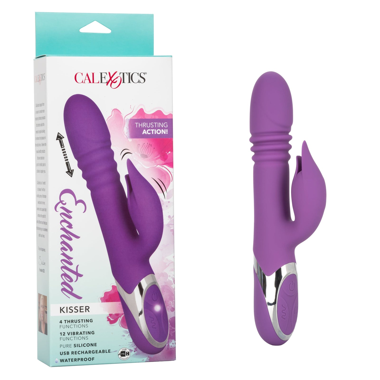 California Exotics - Enchanted Kisser Thrusting Rabbit Vibrator (Purple) - Rabbit Dildo (Vibration) Rechargeable Durio.sg
