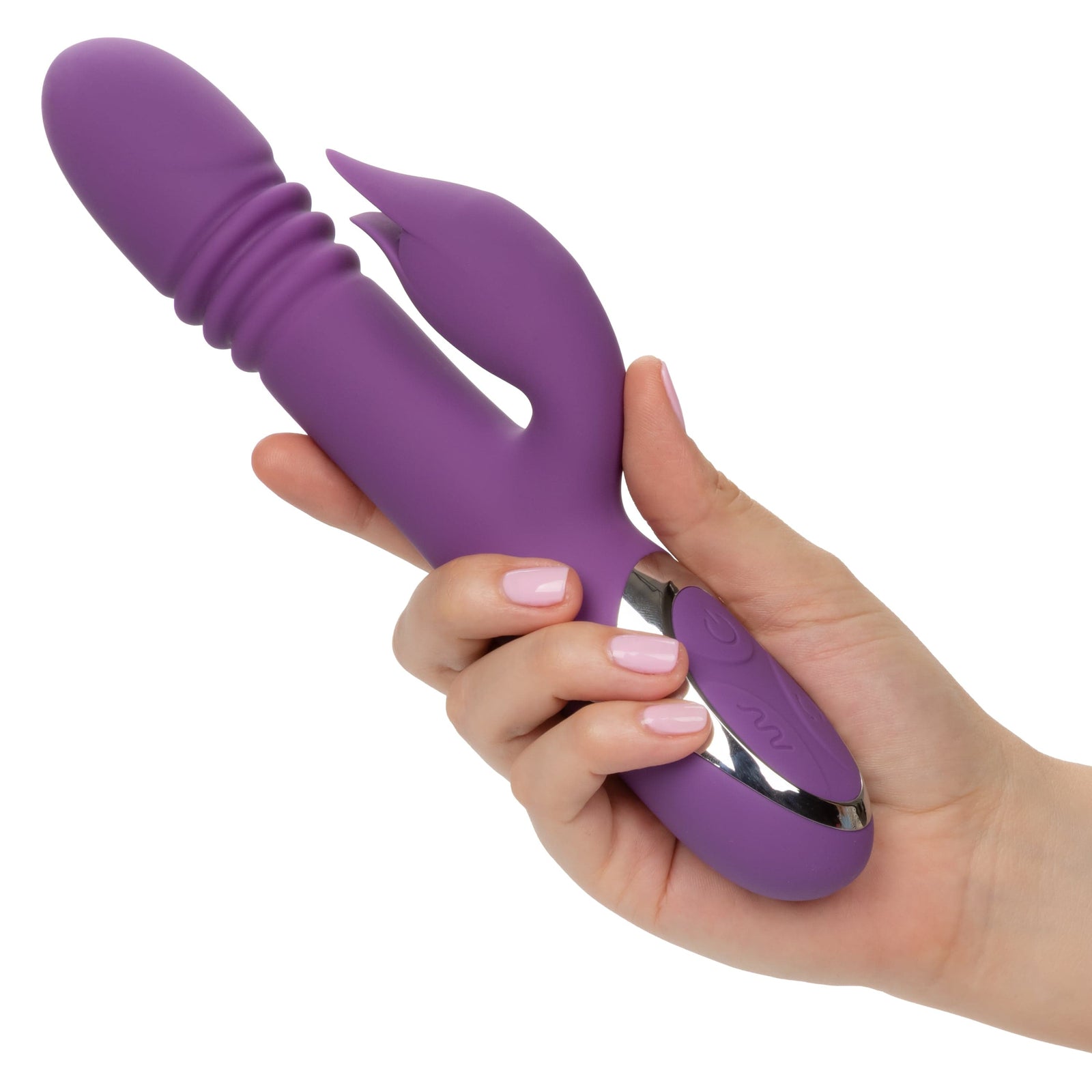 California Exotics - Enchanted Kisser Thrusting Rabbit Vibrator (Purple) - Rabbit Dildo (Vibration) Rechargeable Durio.sg