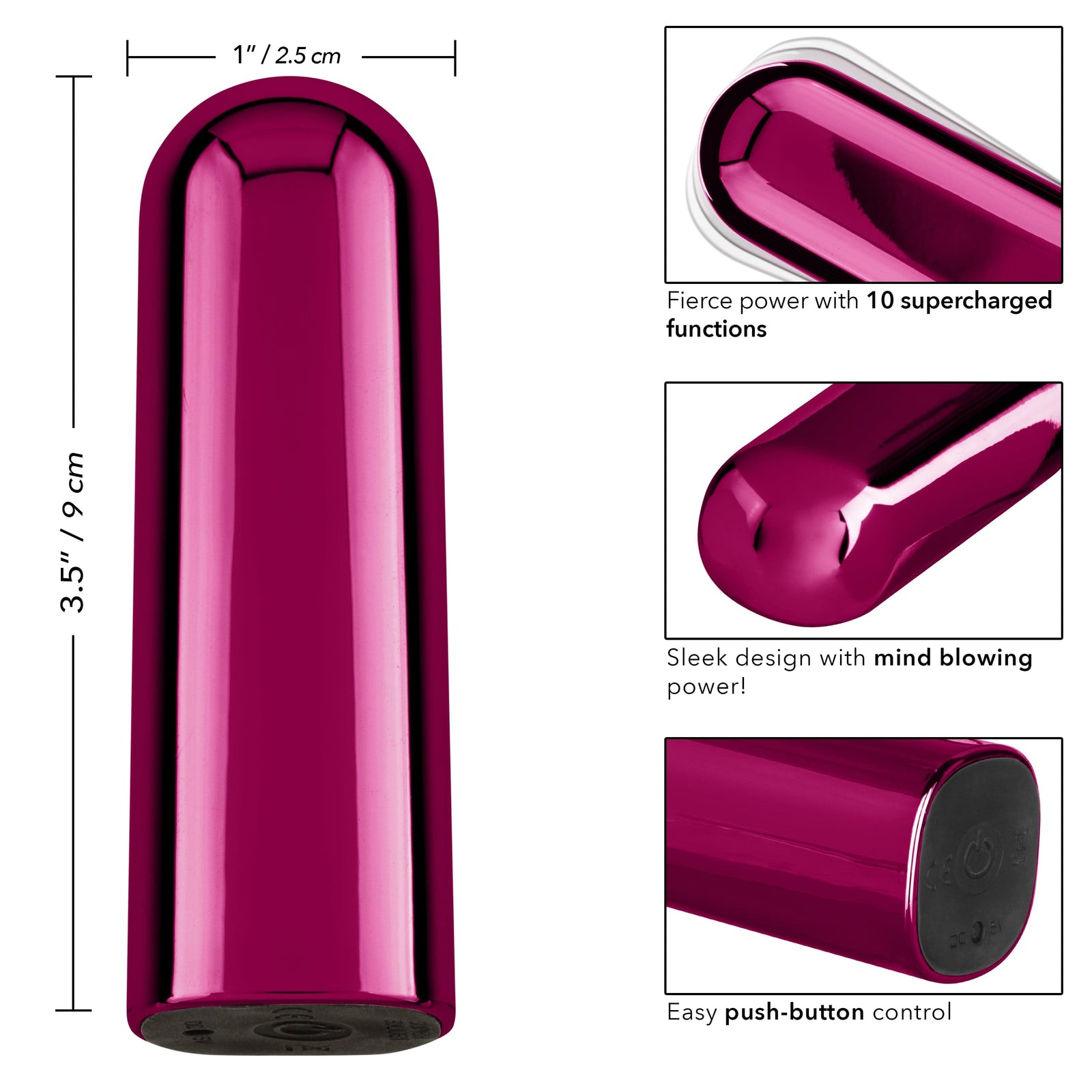 California Exotics - Fierce Power Glam Bullet Vibrator (Pink) - Bullet (Vibration) Rechargeable Durio.sg