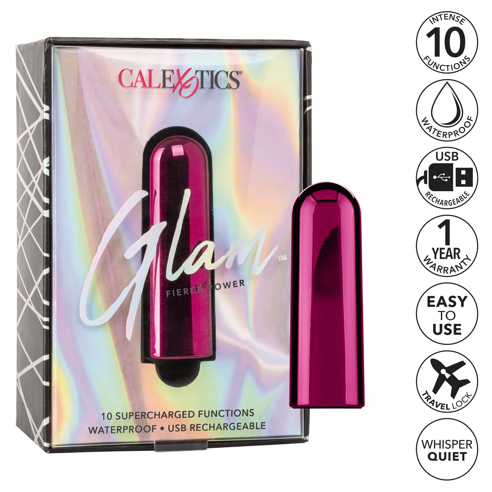 California Exotics - Fierce Power Glam Bullet Vibrator (Pink) - Bullet (Vibration) Rechargeable Durio.sg