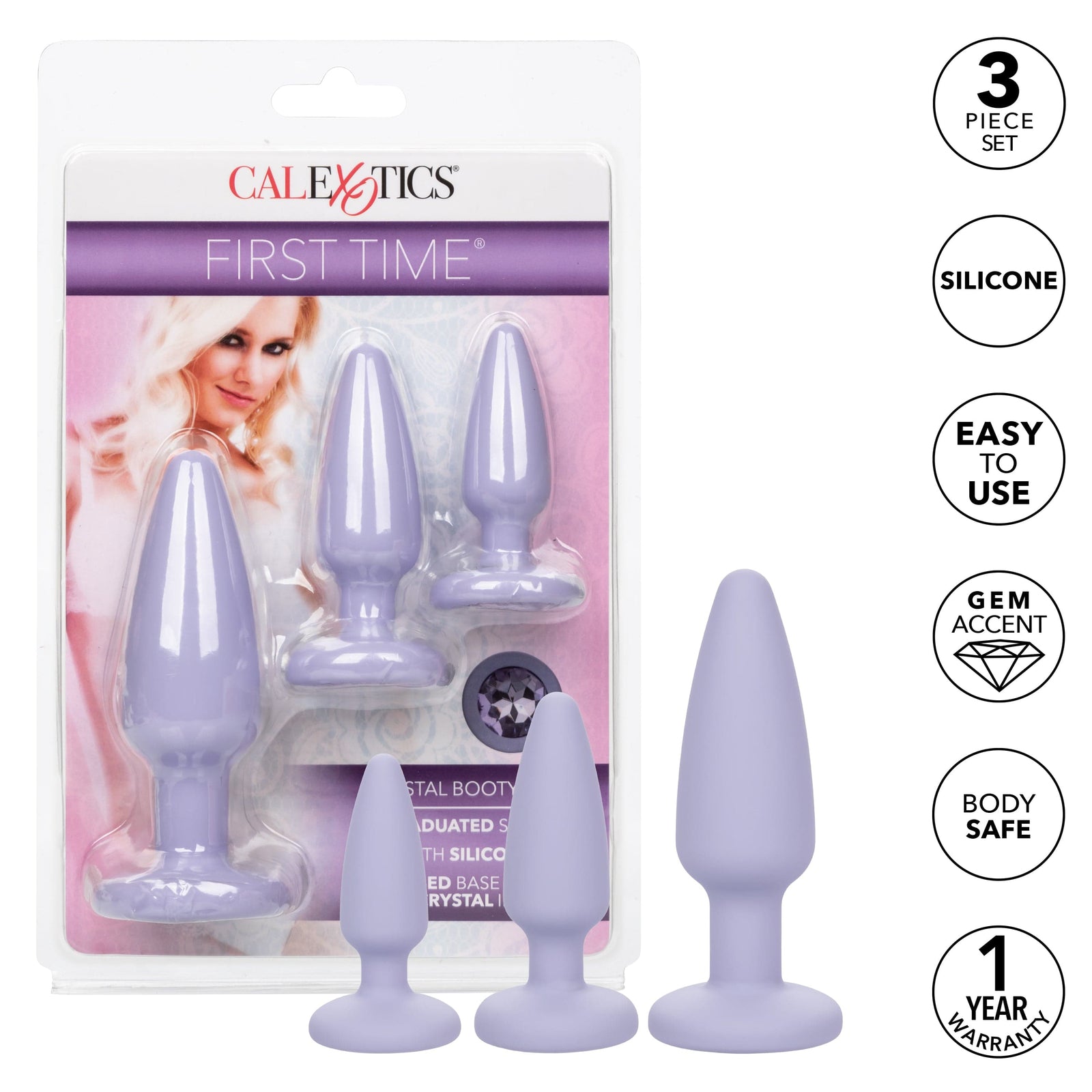 California Exotics - First Time Crystal Booty Anal Kit (Purple) - Anal Plug (Non Vibration) Durio.sg