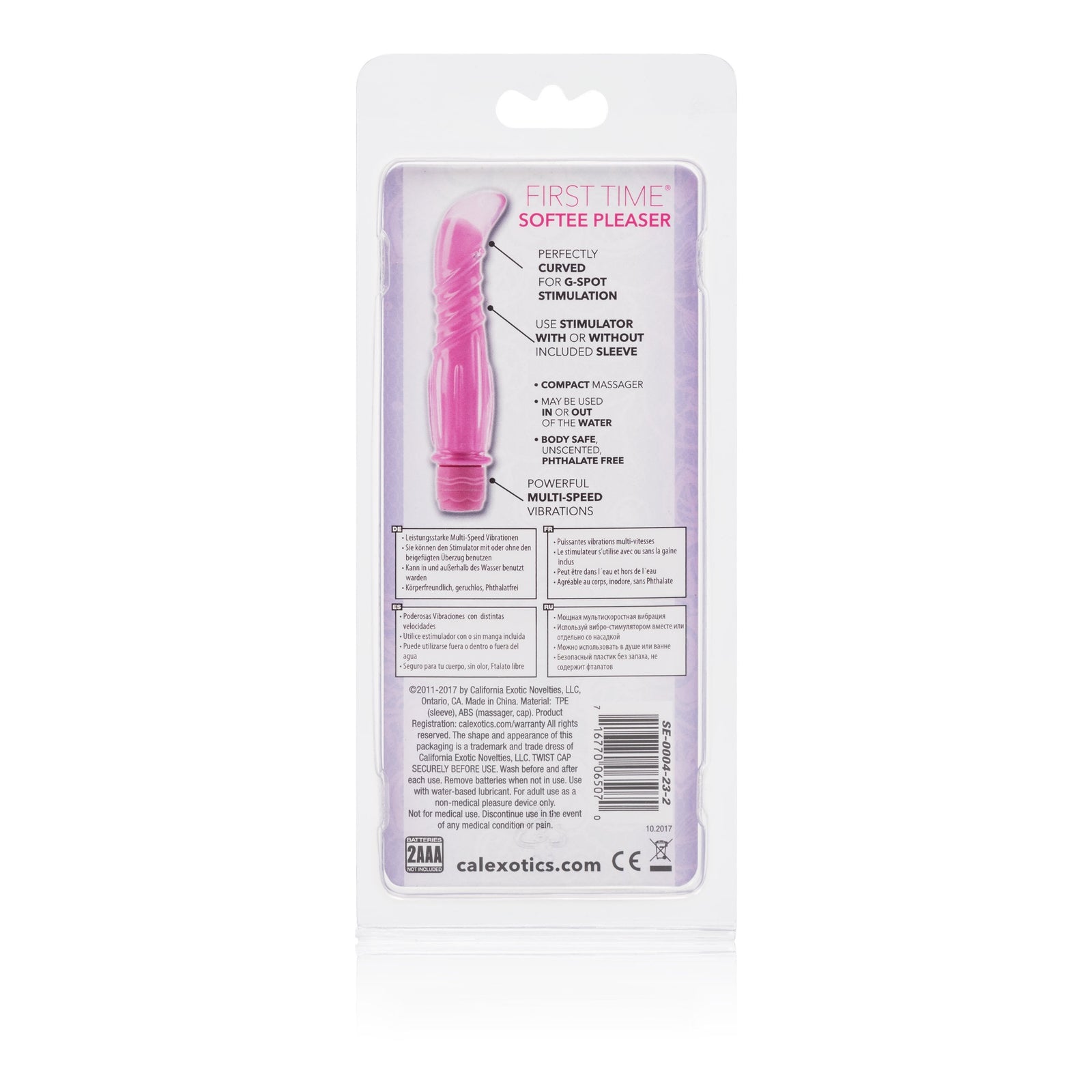 California Exotics - First Time Softee Pleaser G Spot Vibrator (Pink) - G Spot Dildo (Vibration) Non Rechargeable Durio.sg