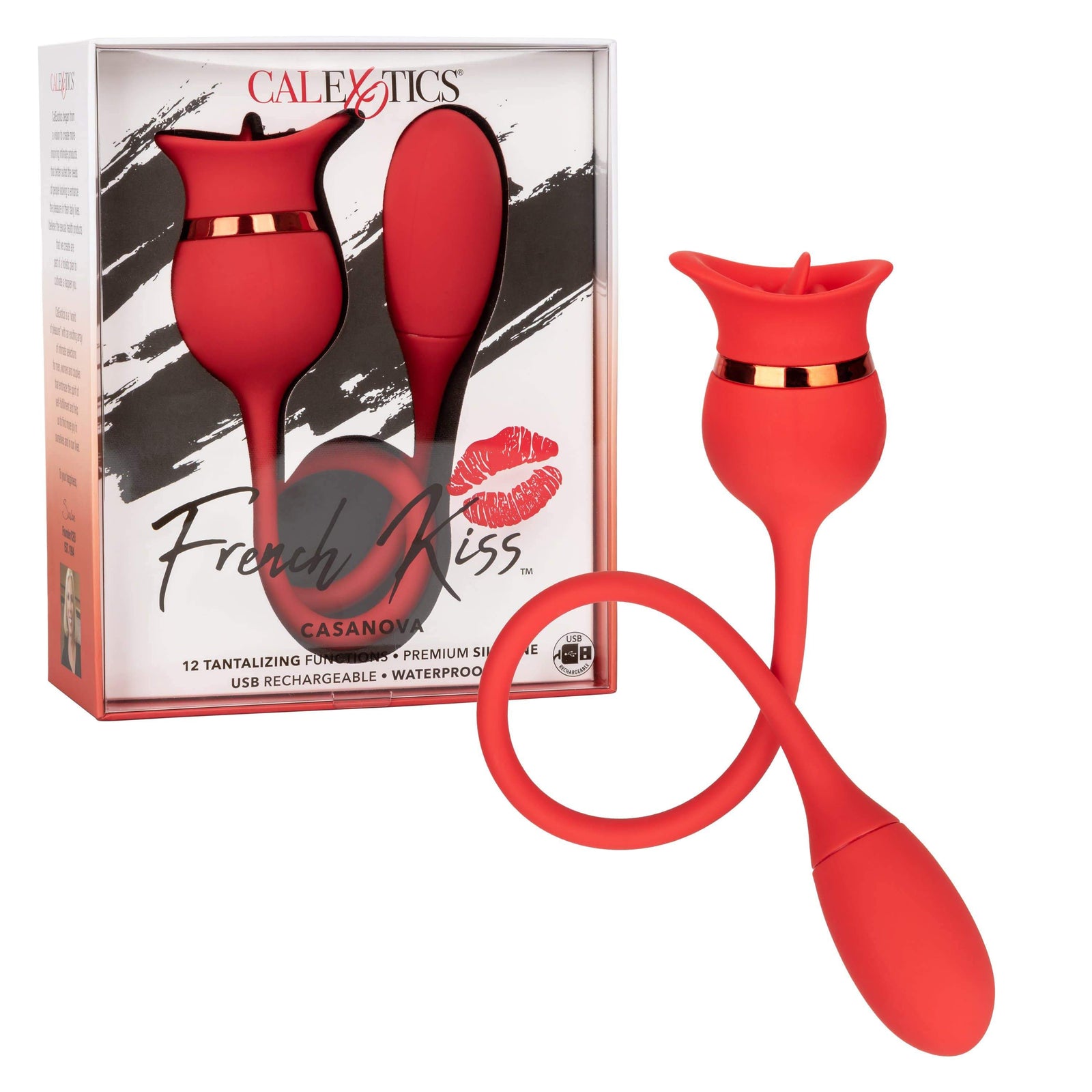 California Exotics - French Kiss Casanova Egg and Clit Massager (Red) - Clit Massager (Vibration) Rechargeable Durio.sg