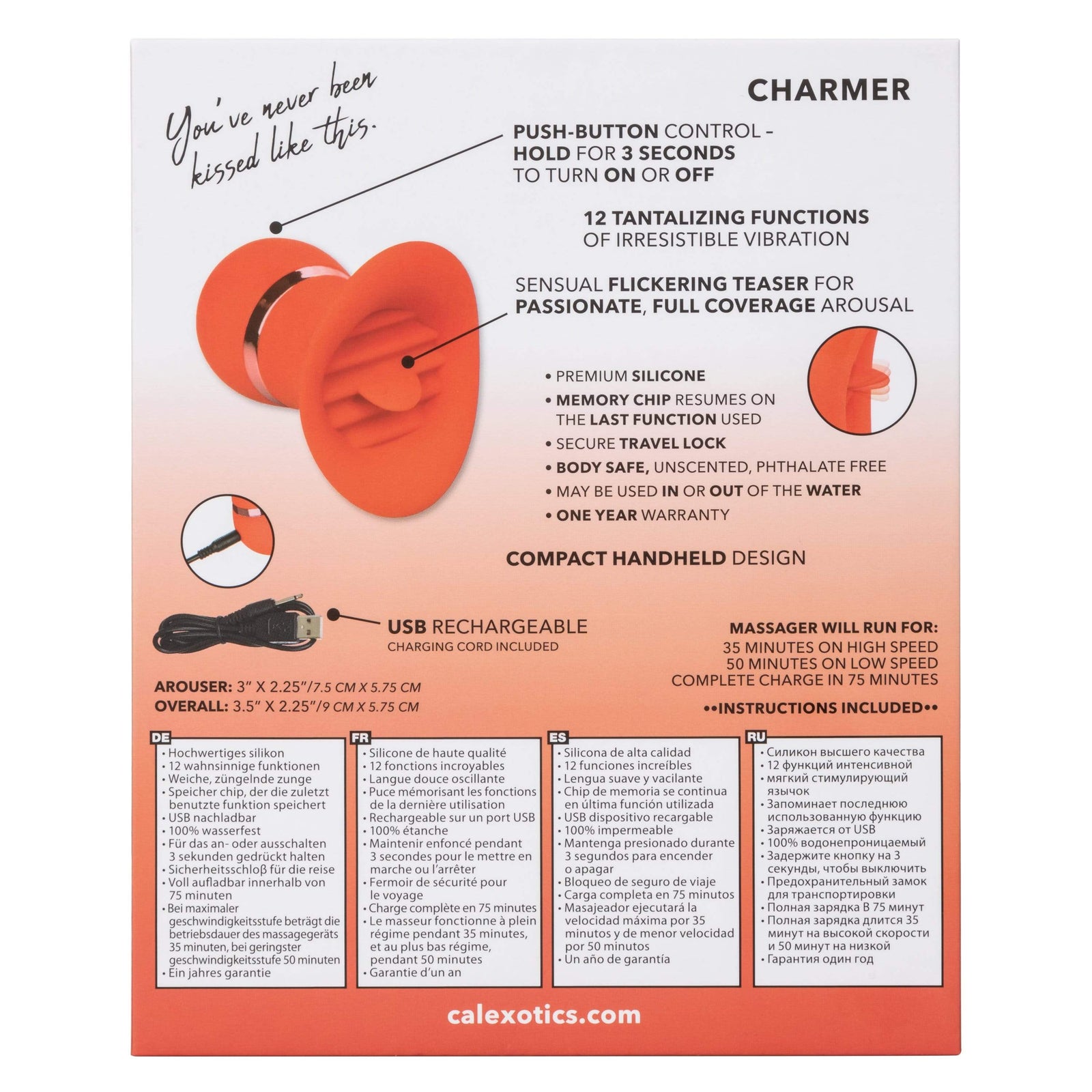 California Exotics - French Kiss Charmer Clit Massager (Red) - Clit Massager (Vibration) Rechargeable Durio.sg