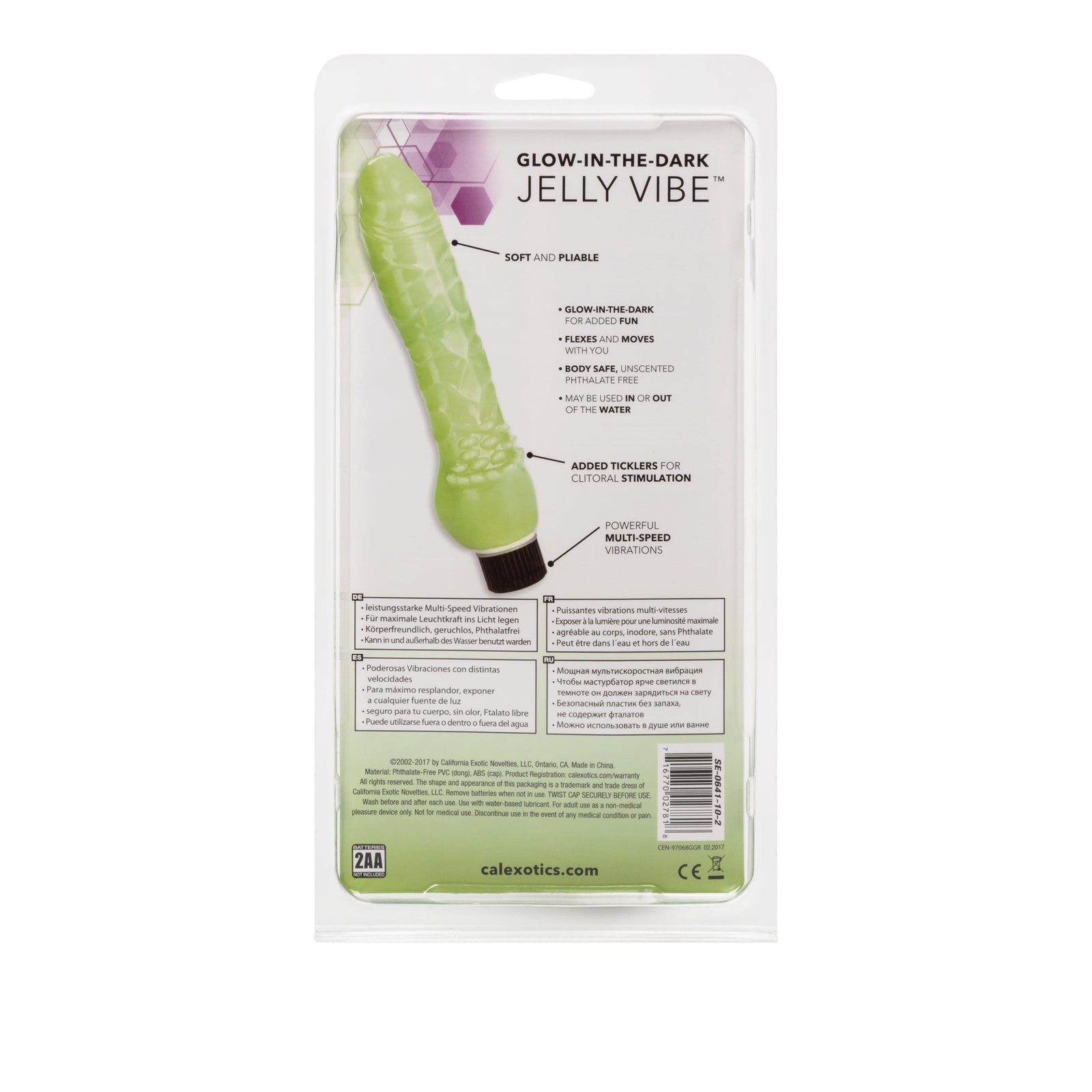 California Exotics - Glow In The Dark Jelly Vibe Realistic Dildo (Green) - Realistic Dildo w/o suction cup (Vibration) Non Rechargeable Durio.sg