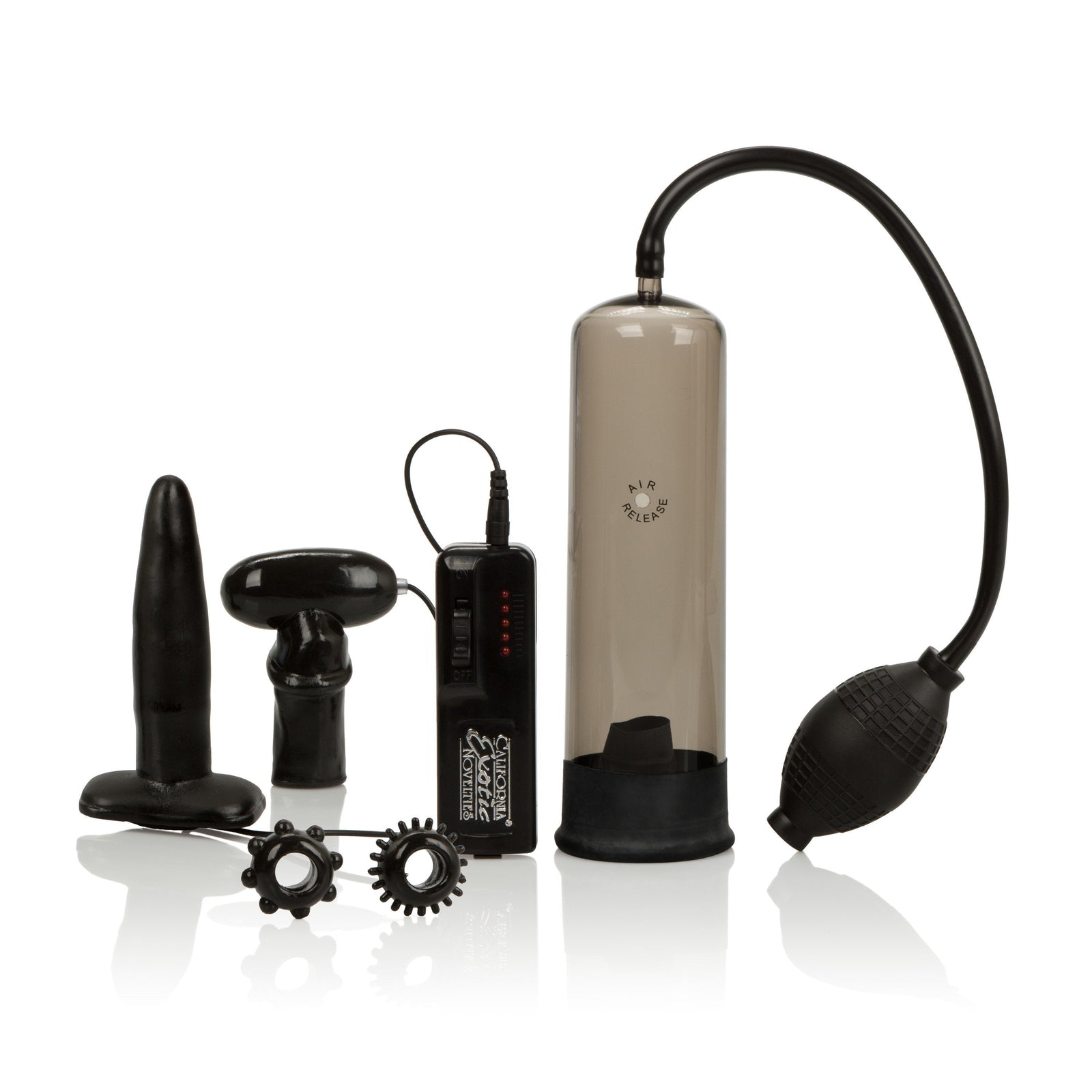 California Exotics - Hard Man's Tool Kit 6 Pieces (Black) - Penis Pump (Non Vibration) Durio.sg