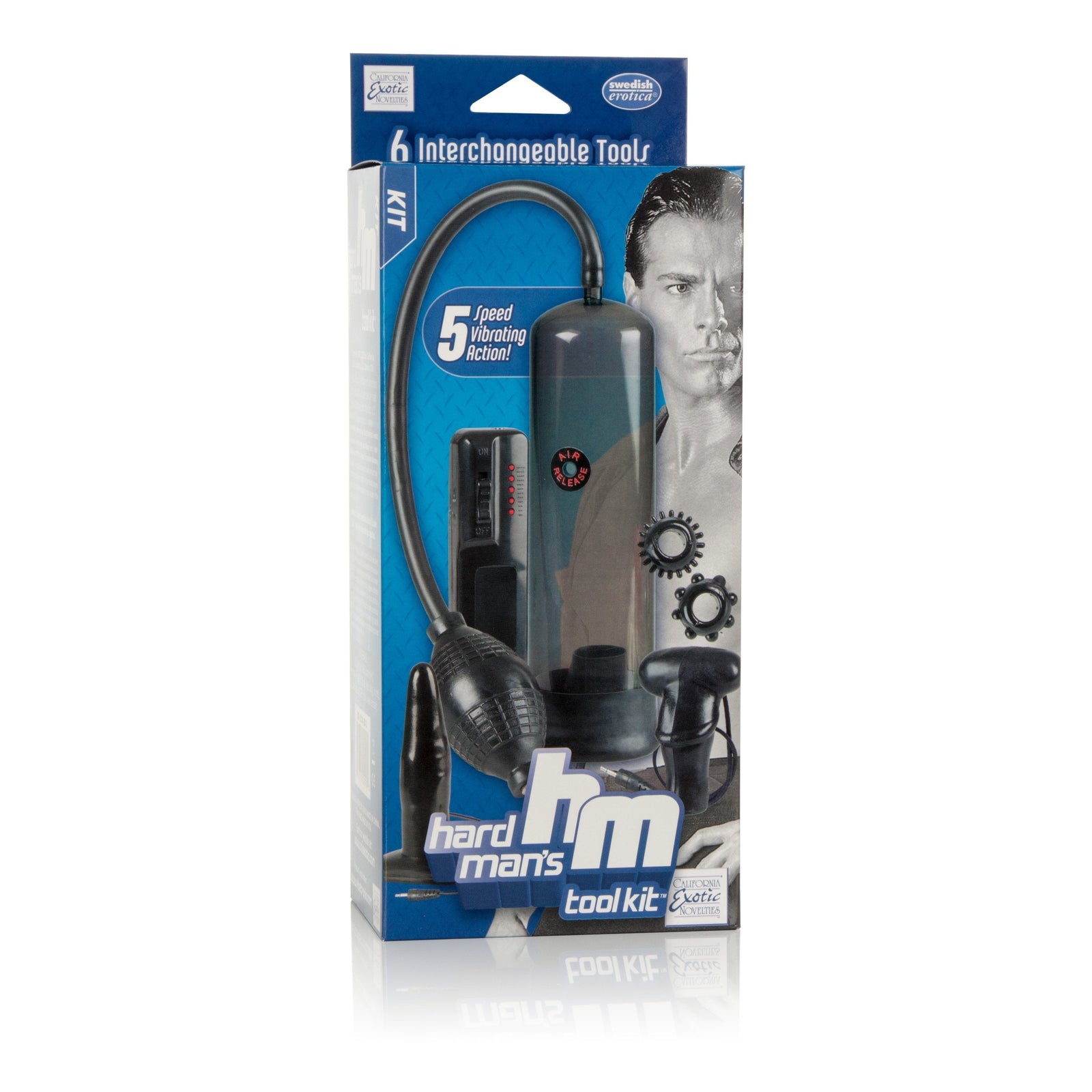 California Exotics - Hard Man's Tool Kit 6 Pieces (Black) - Penis Pump (Non Vibration) Durio.sg