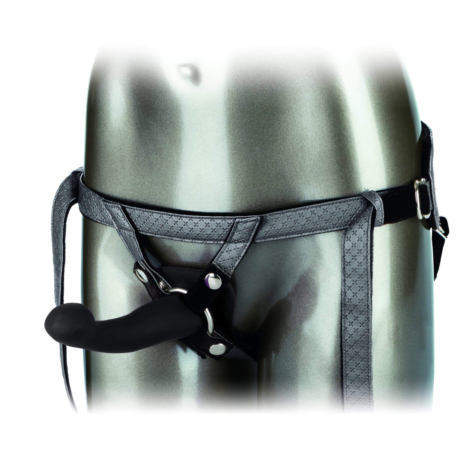 California Exotics - Her Royal Harness Crotchless Strap On The Royal Vibrating Set (Black) - Strap On with Dildo for Reverse Insertion (Vibration) Rechargeable Durio.sg