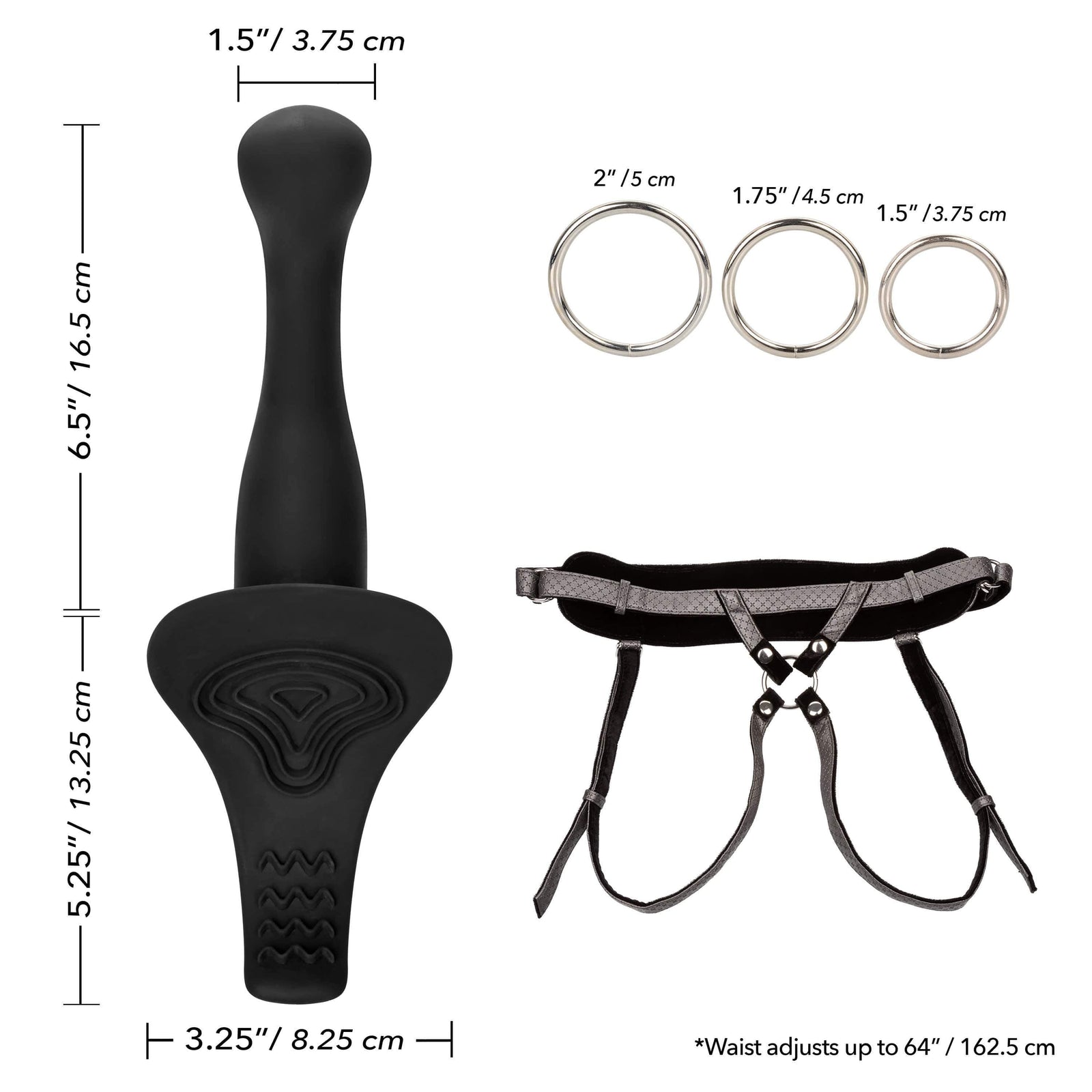 California Exotics - Her Royal Harness Crotchless Strap On The Royal Vibrating Set (Black) - Strap On with Dildo for Reverse Insertion (Vibration) Rechargeable Durio.sg