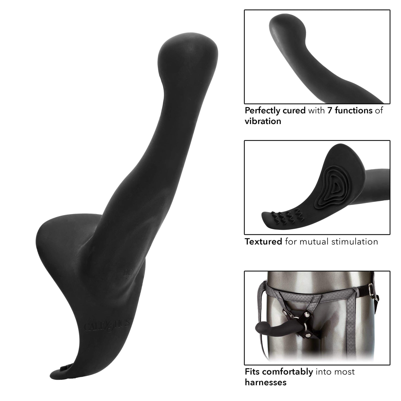 California Exotics - Her Royal Harness Crotchless Strap On The Royal Vibrating Set (Black) - Strap On with Dildo for Reverse Insertion (Vibration) Rechargeable Durio.sg