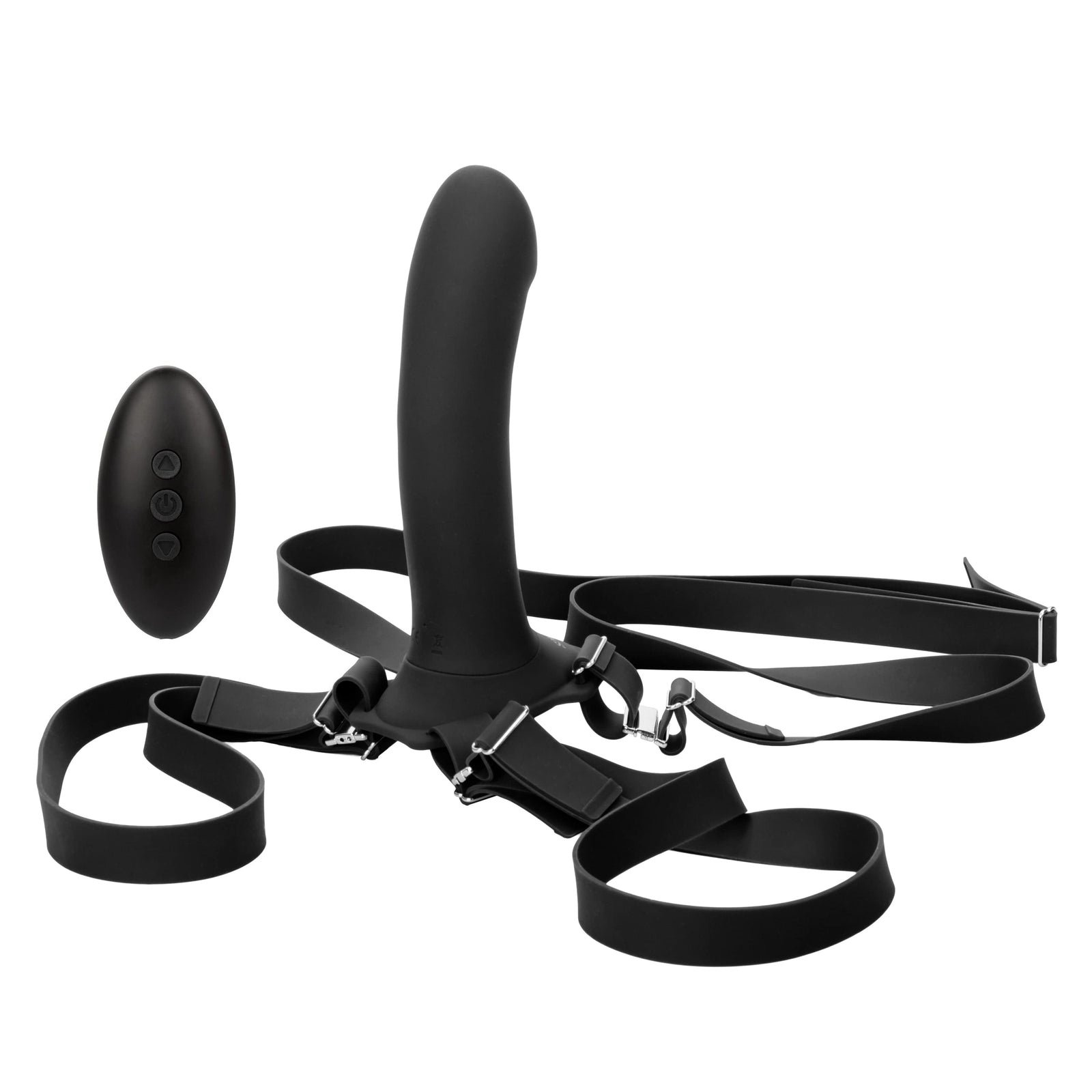 California Exotics - Her Royal Harness Me2 Remote Rumbler Strap On (Black) - Strap On with Dildo for Reverse Insertion (Vibration) Rechargeable Durio.sg