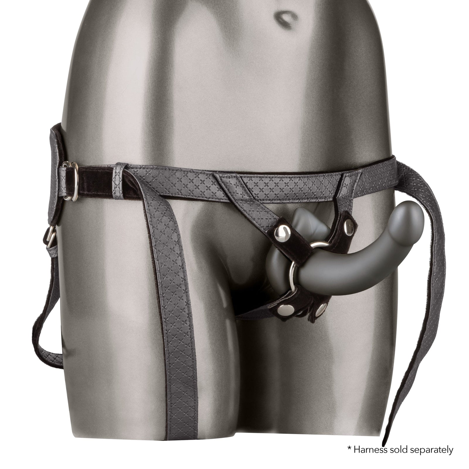 California Exotics - Her Royal Harness Me2 Ultra Soft G Probe Strap On Dildo (Black) - Non Realistic Dildo with suction cup (Non Vibration) Durio.sg