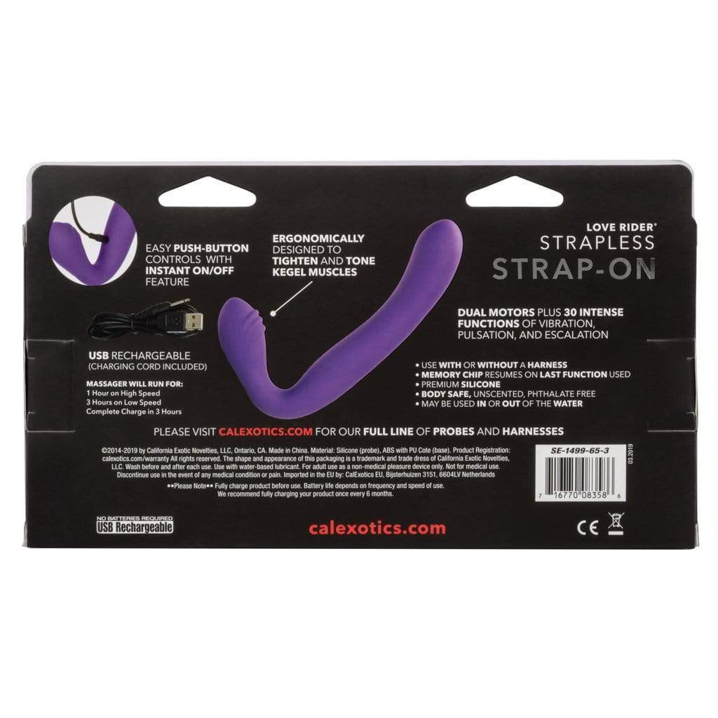 California Exotics - Her Royal Harness Rechargeable Love Rider Strapless Strap On (Purple) - Strap On with Dildo for Reverse Insertion (Vibration) Rechargeable Durio.sg