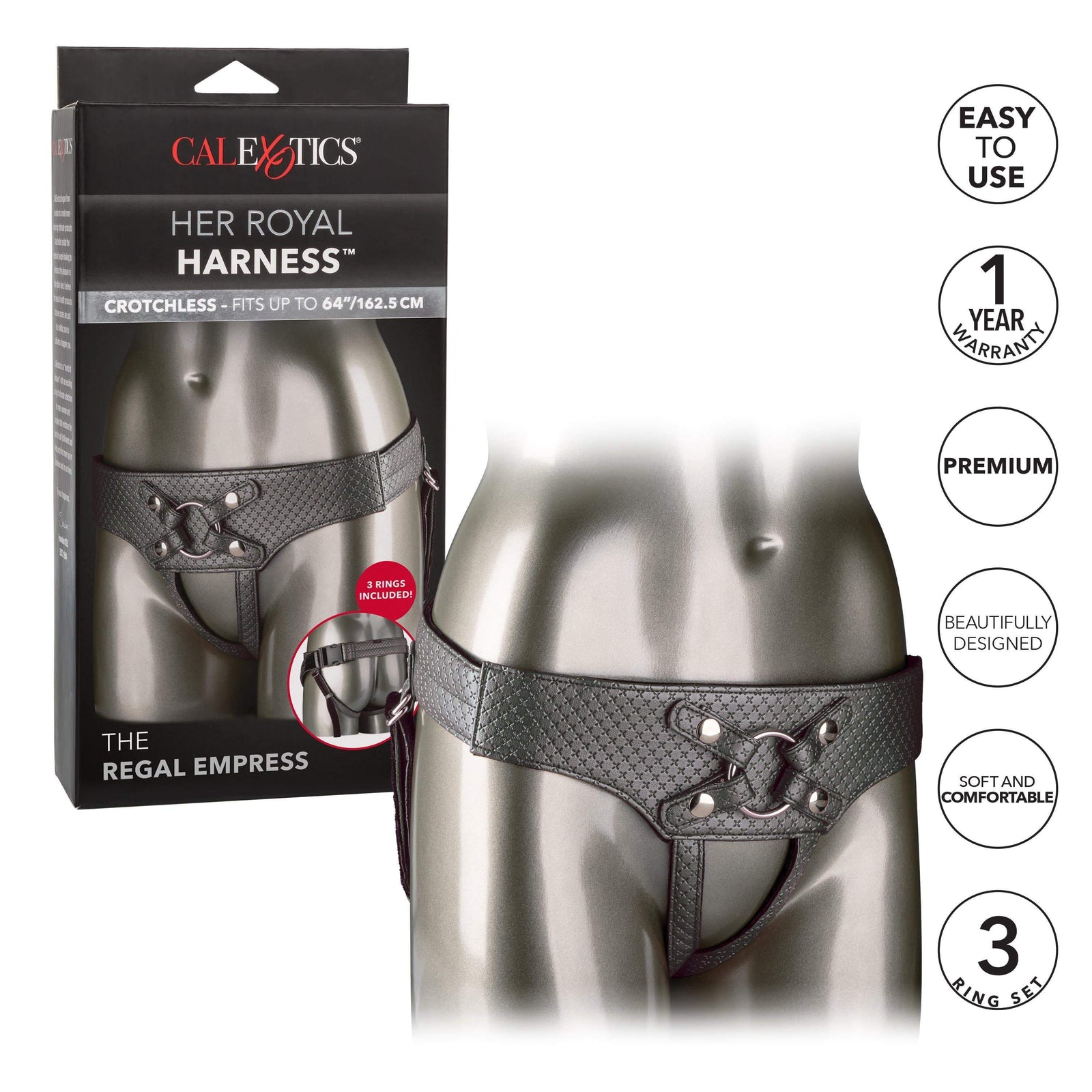 California Exotics - Her Royal Harness The Regal Empress Strap On (Black) - Strap On w/o Dildo Durio.sg