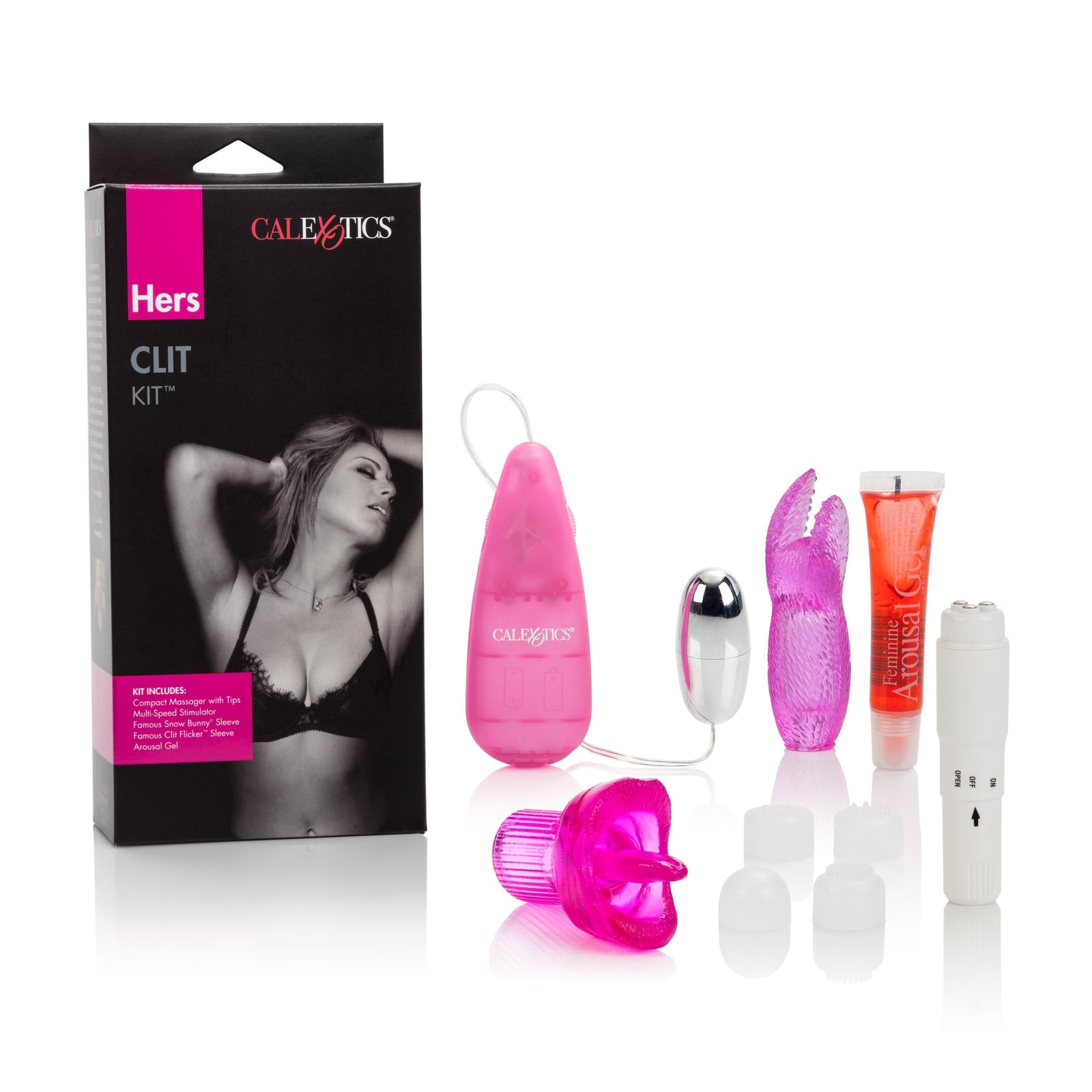 California Exotics - Hers Clit Massagers Kit (Pink) - Clit Massager (Vibration) Non Rechargeable Durio.sg