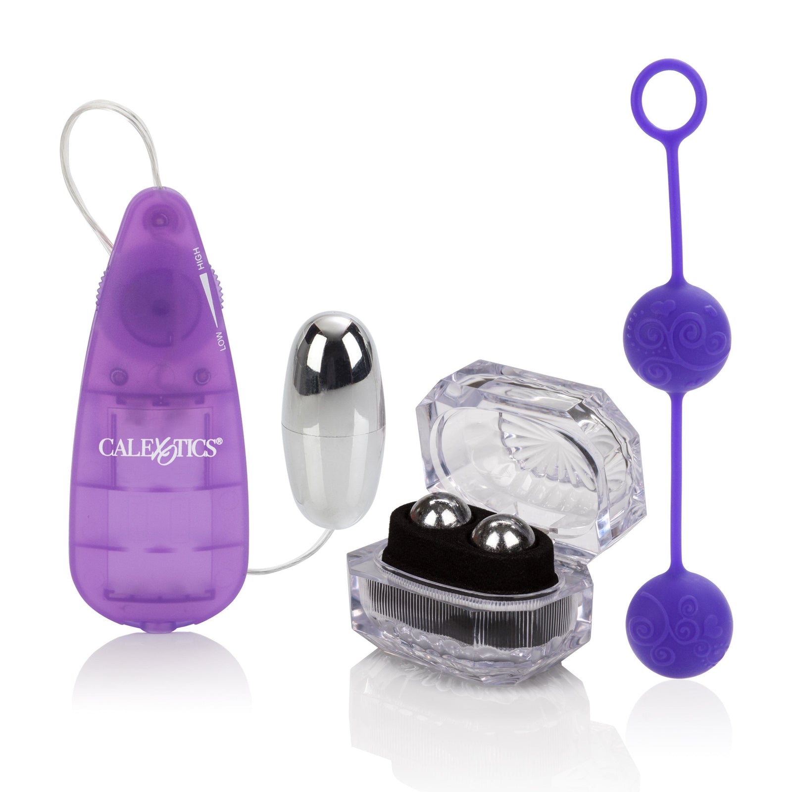 California Exotics - Hers Kegel Exercisers Kit (Purple) - Kegel Balls (Vibration) Non Rechargeable Durio.sg