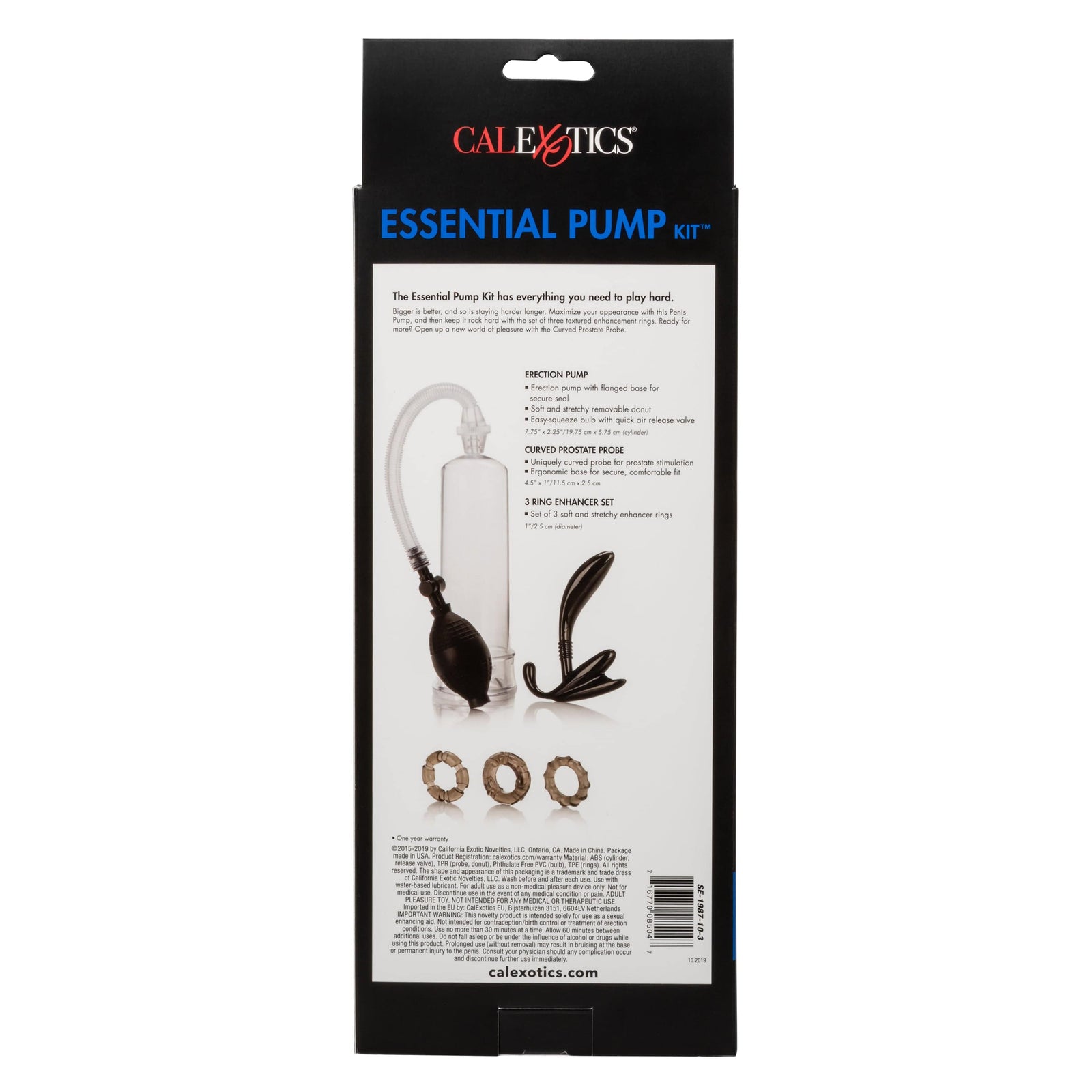 California Exotics - His Essential Penis Pump Kit (Black) - Penis Pump (Non Vibration) Durio.sg