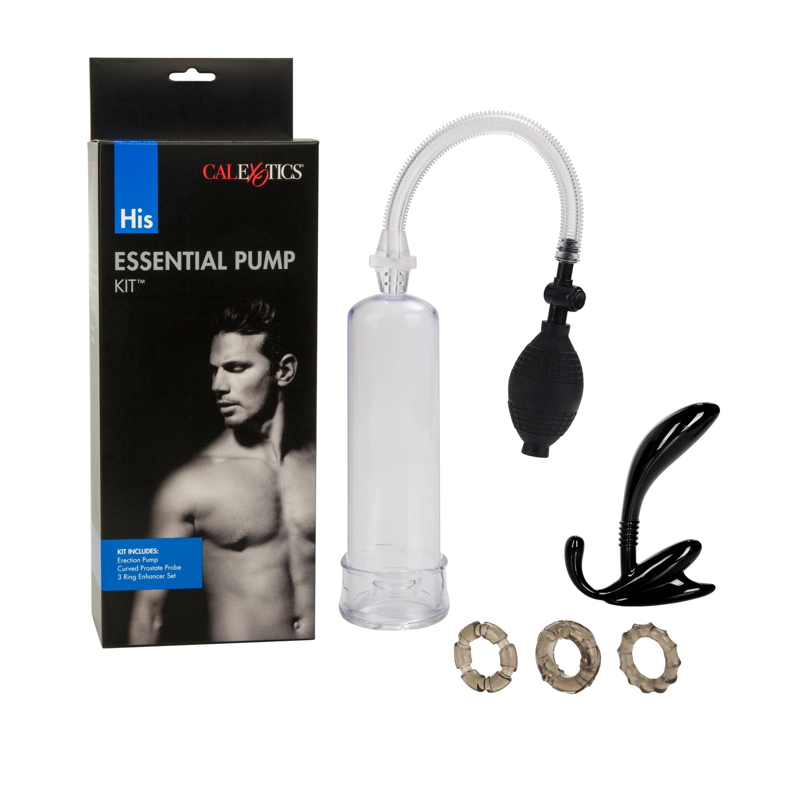 California Exotics - His Essential Penis Pump Kit (Black) - Penis Pump (Non Vibration) Durio.sg