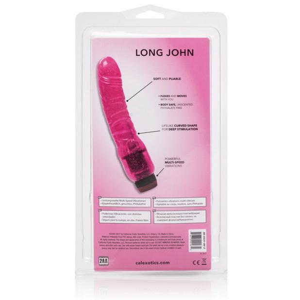 California Exotics - Hot Pinks Long John Vibrating Dildo 8" (Pink) - Non Realistic Dildo w/o suction cup (Vibration) Non Rechargeable Durio.sg