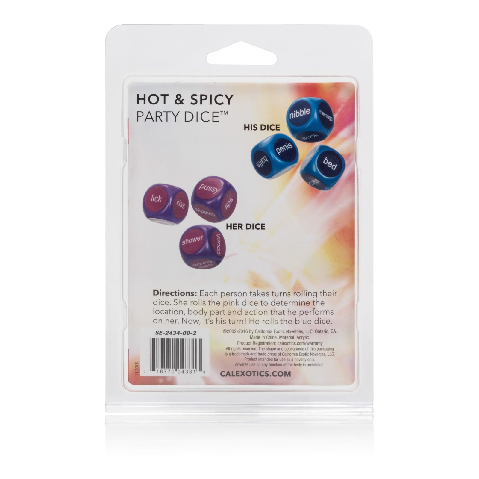 California Exotics - Hot and Spicy Party Dice (Multi Colour) - Games Durio.sg