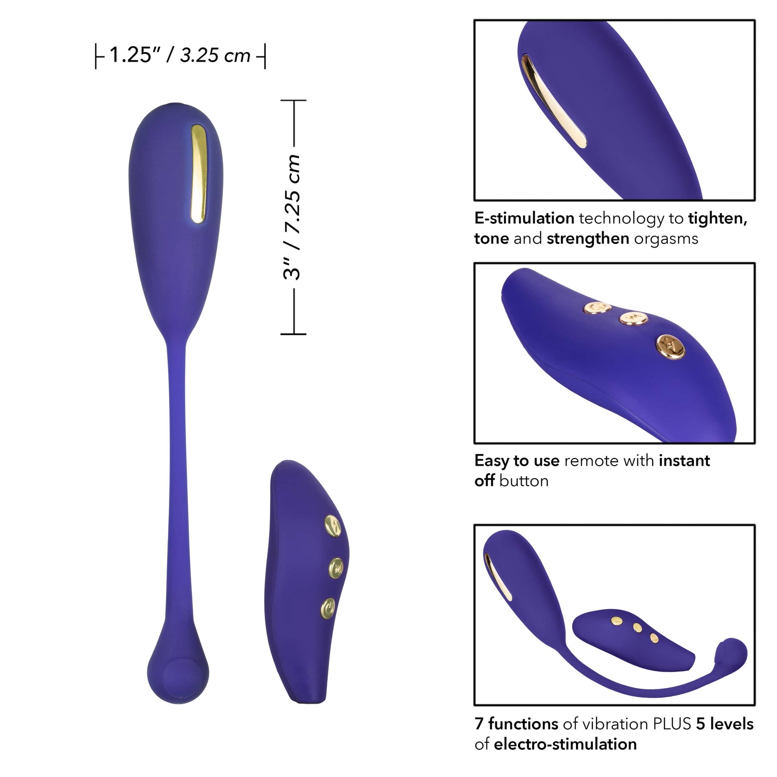 California Exotics - Impulse Intimate E Stimulator Remote Kegel Exerciser (Purple) - Remote Control Kegel Balls (Vibration) Rechargeable Durio.sg
