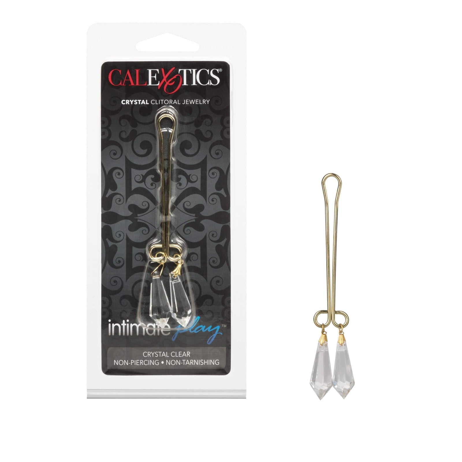 California Exotics - Intimate Play Crystal Clitoral Jewelry Clamp (Gold) - Clitoral Clamps Durio.sg