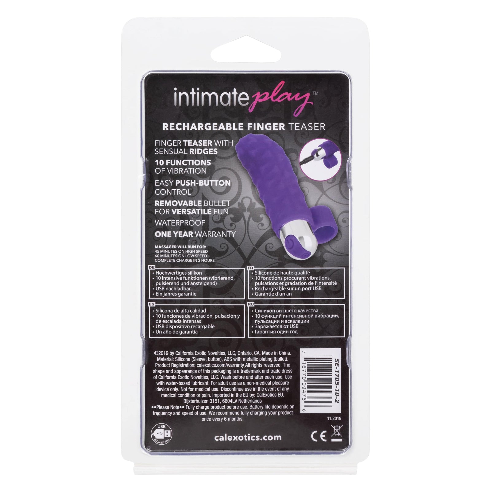 California Exotics - Intimate Play Rechargeable Finger Teaser Clit Massager (Purple) - Clit Massager (Vibration) Rechargeable Durio.sg