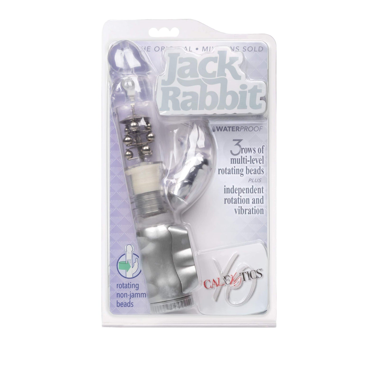 California Exotics - Jack Rabbit Waterproof 3 Rows Jack Rabbit Vibrator (Grey) - Rabbit Dildo (Vibration) Non Rechargeable Durio.sg