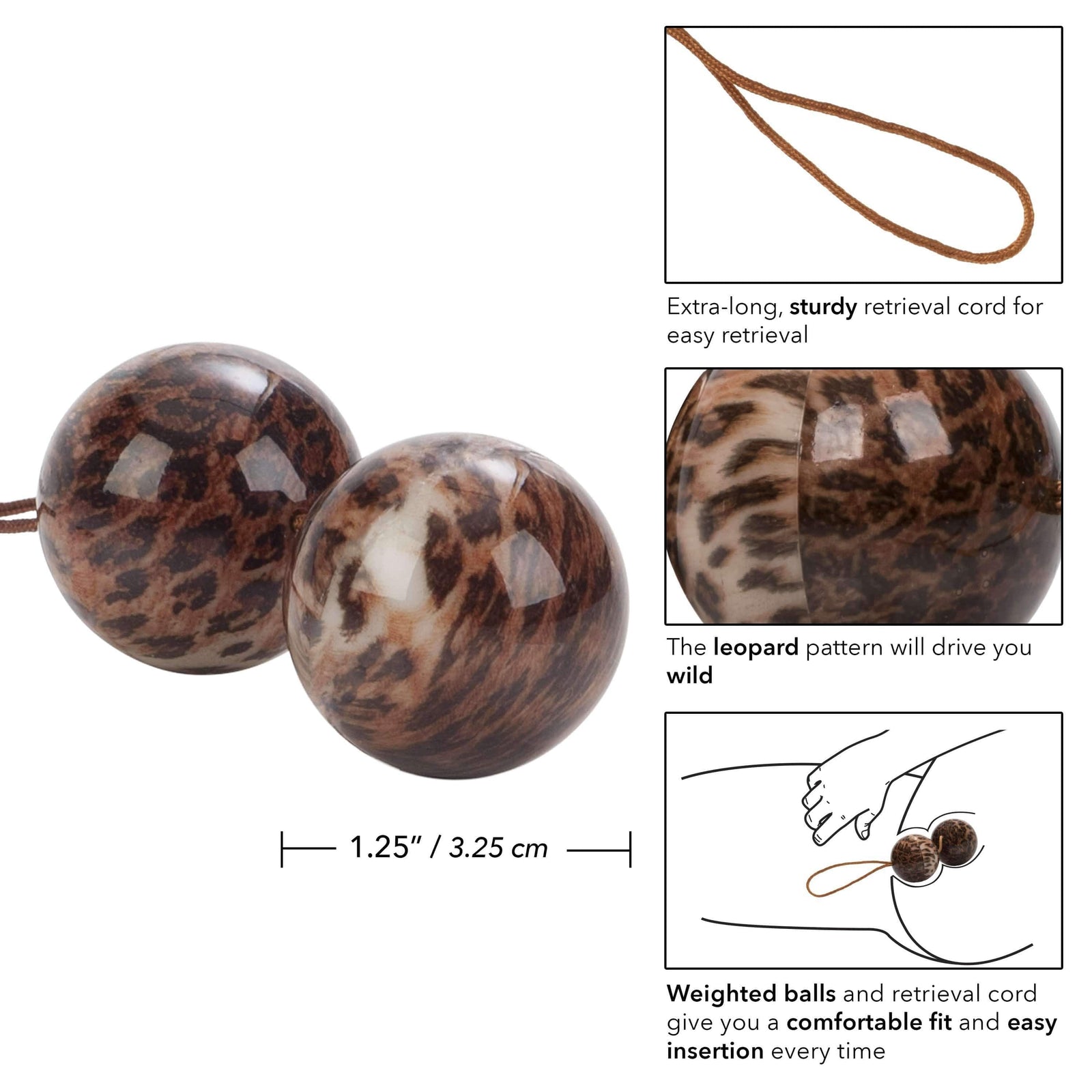 California Exotics - Leopard Duotone Weighted Kegel Balls (Leopard) - Kegel Balls (Non Vibration) Durio.sg