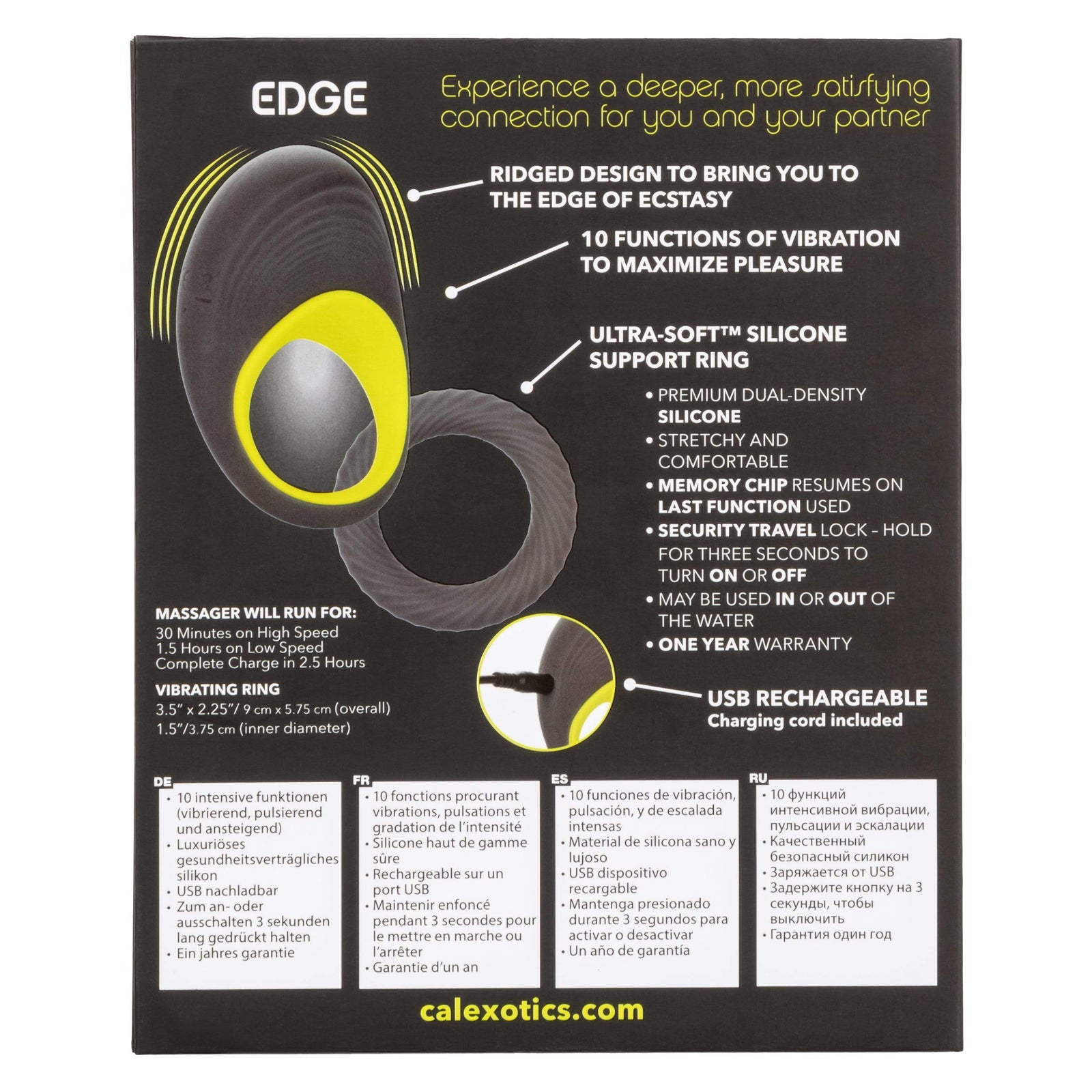California Exotics - Link Up Edge Vibrating Cock Ring (Grey) - Silicone Cock Ring (Vibration) Rechargeable Durio.sg