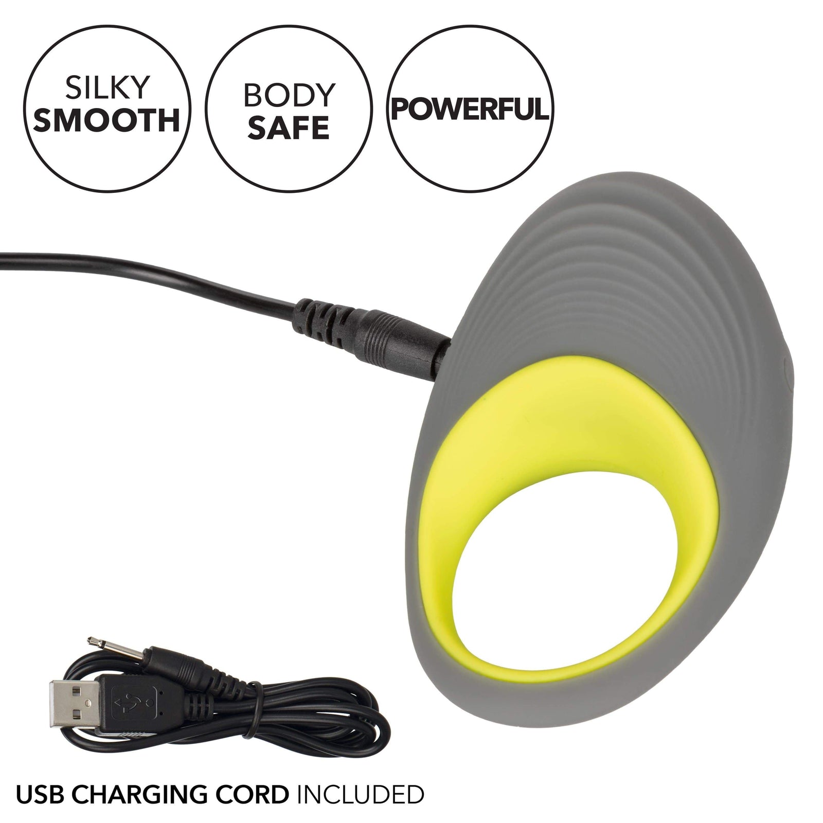 California Exotics - Link Up Edge Vibrating Cock Ring (Grey) - Silicone Cock Ring (Vibration) Rechargeable Durio.sg