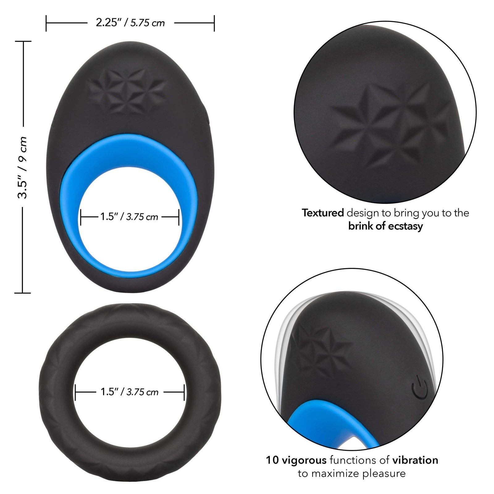 California Exotics - Link Up Max Vibrating Cock Ring (Black) - Silicone Cock Ring (Vibration) Rechargeable Durio.sg
