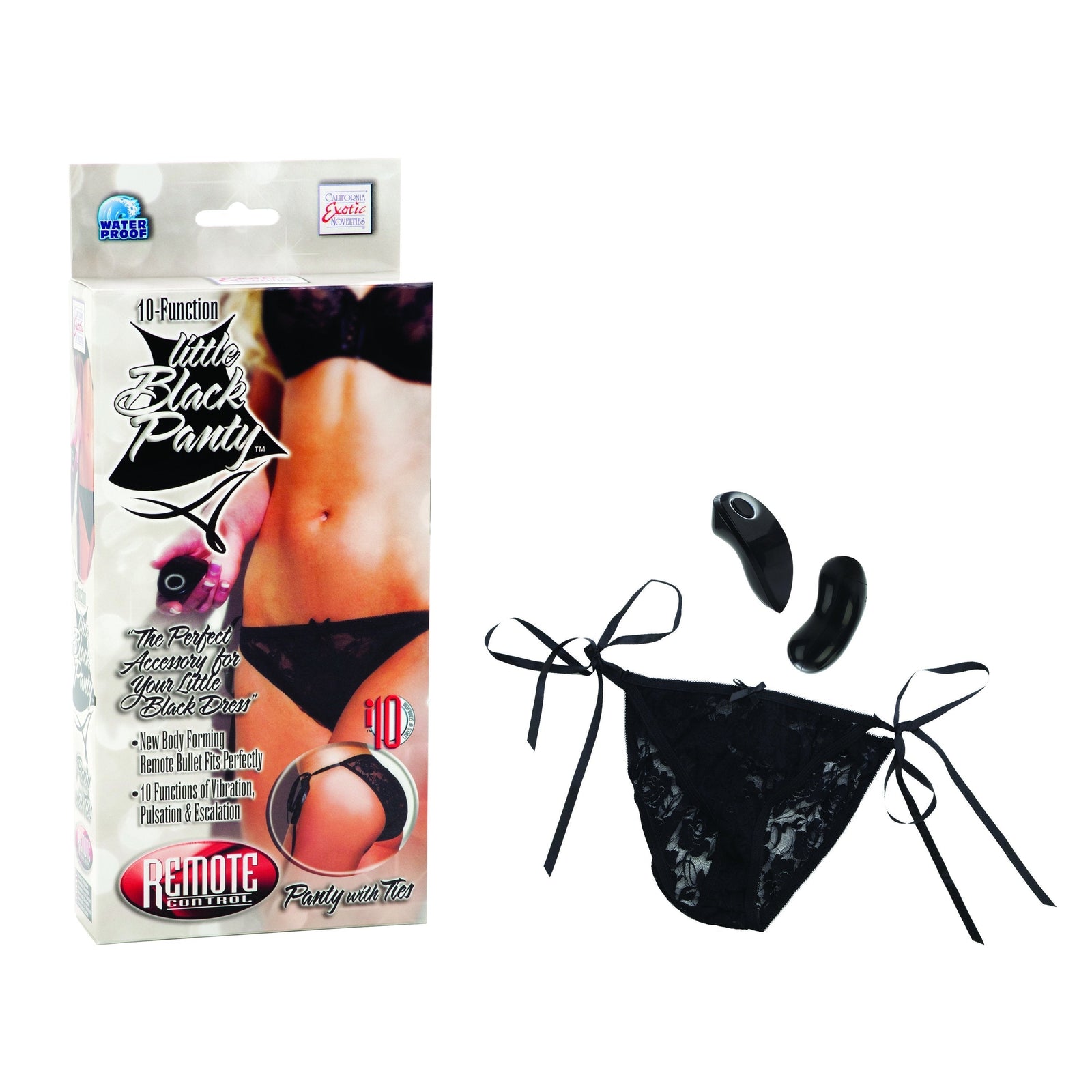 California Exotics - Little Black Panty Remote Control 10 Function Vibrating Panty (Black) - Panties Massager Remote Control (Vibration) Non Rechargeable Durio.sg