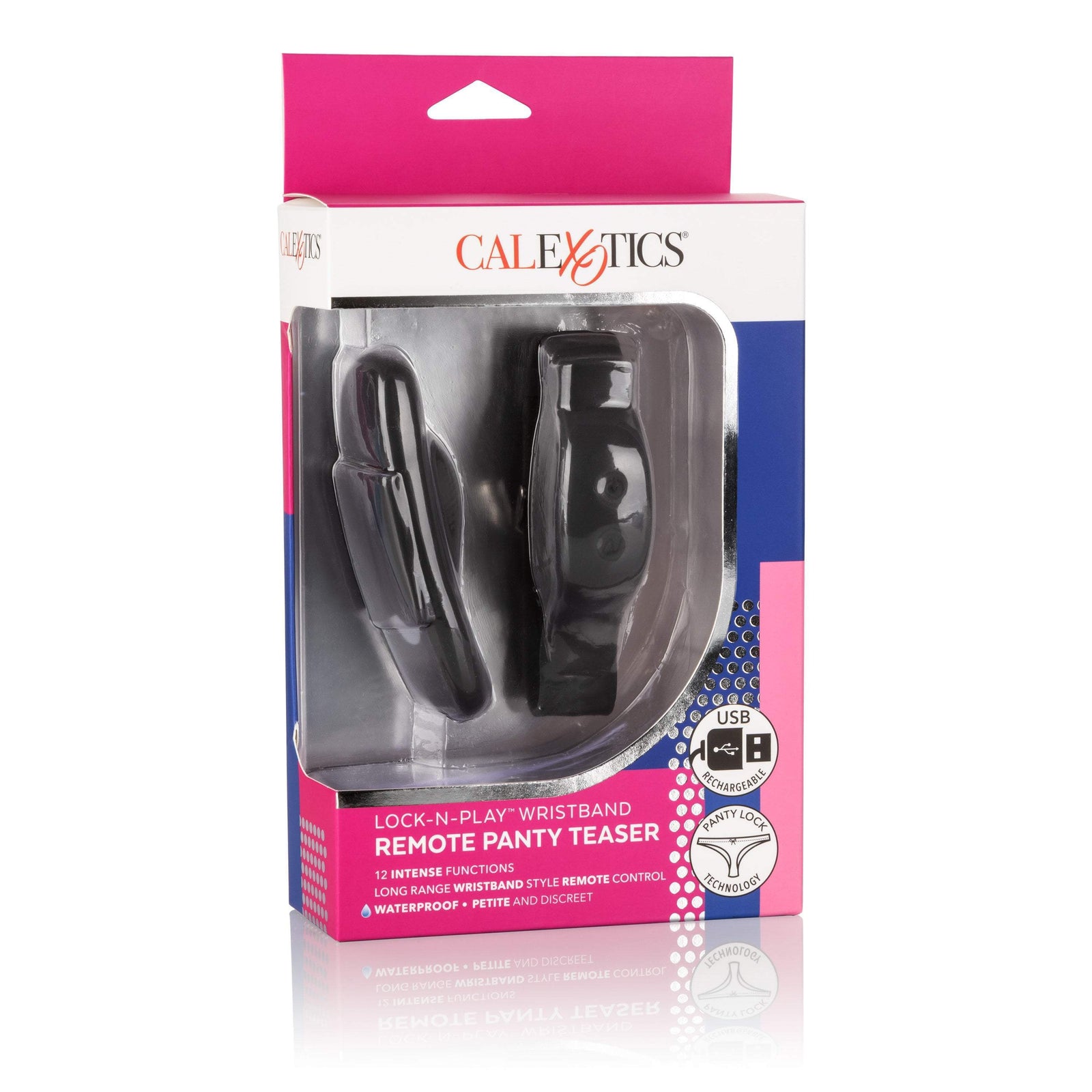 California Exotics - Lock-N-Play Wristband Remote Panty Vibrator (Black) - Panties Massager Remote Control (Vibration) Rechargeable Durio.sg
