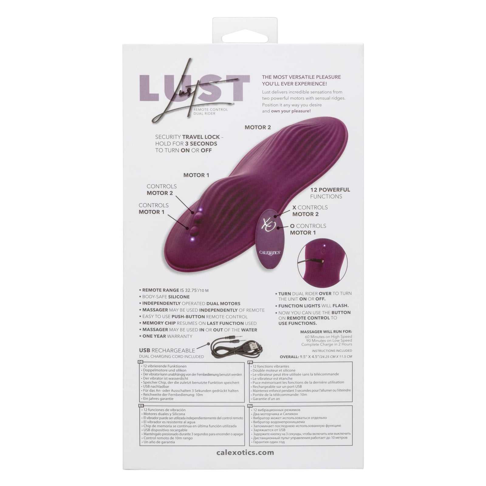 California Exotics - Lust Remote Control Dual Rider Clit Massager (Purple) - Clit Massager (Vibration) Rechargeable Durio.sg