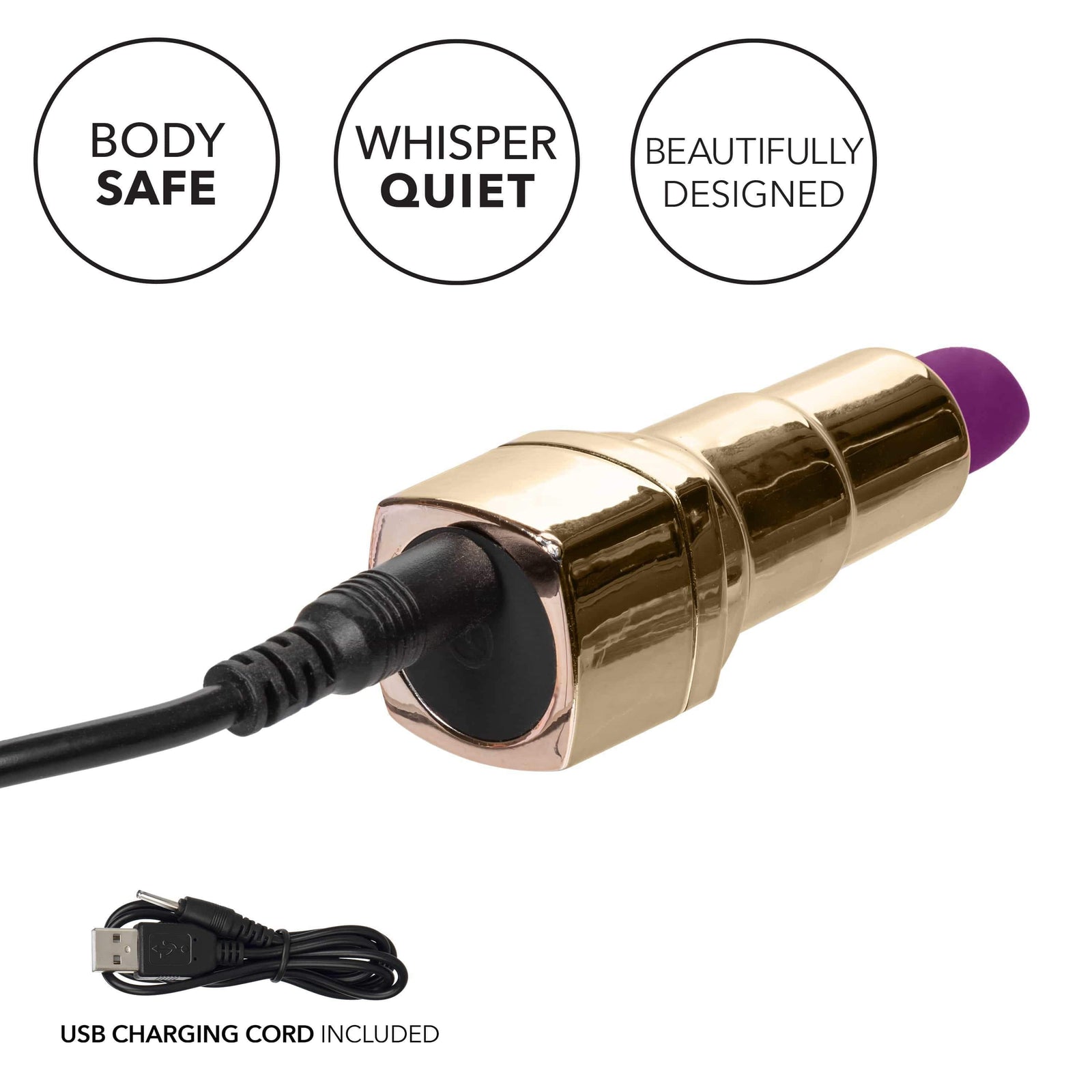 California Exotics - Naughty Bits Bad Bitch Discreet Lipstick Vibrator (Gold) - Discreet Toys Durio.sg