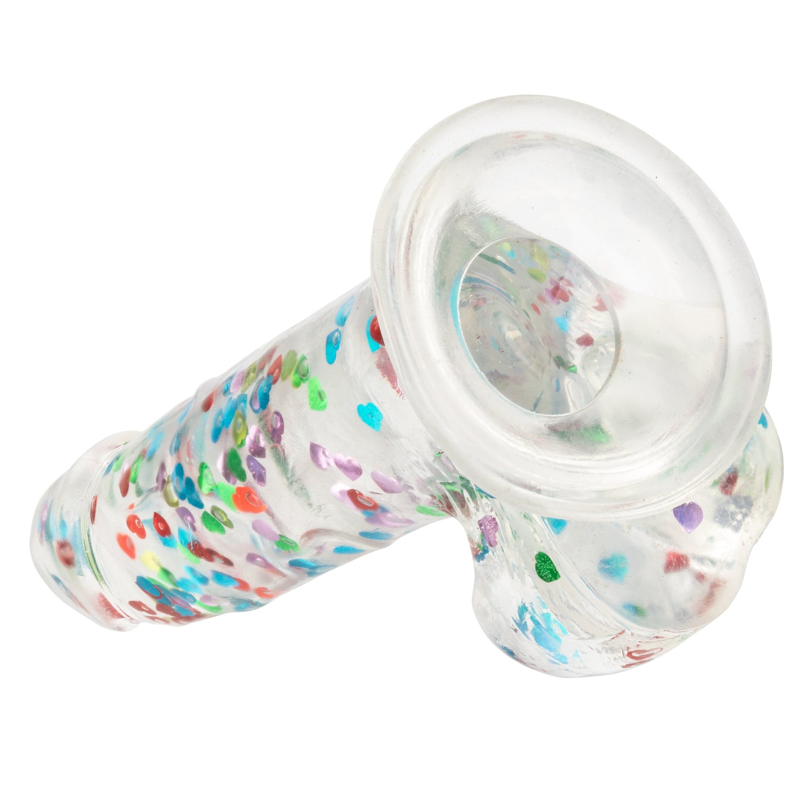 California Exotics - Naughty Bits I Love Dick Heart filled Dong Realistic Dildo with Balls 8" (Clear) - Clit Massager (Vibration) Rechargeable Durio.sg