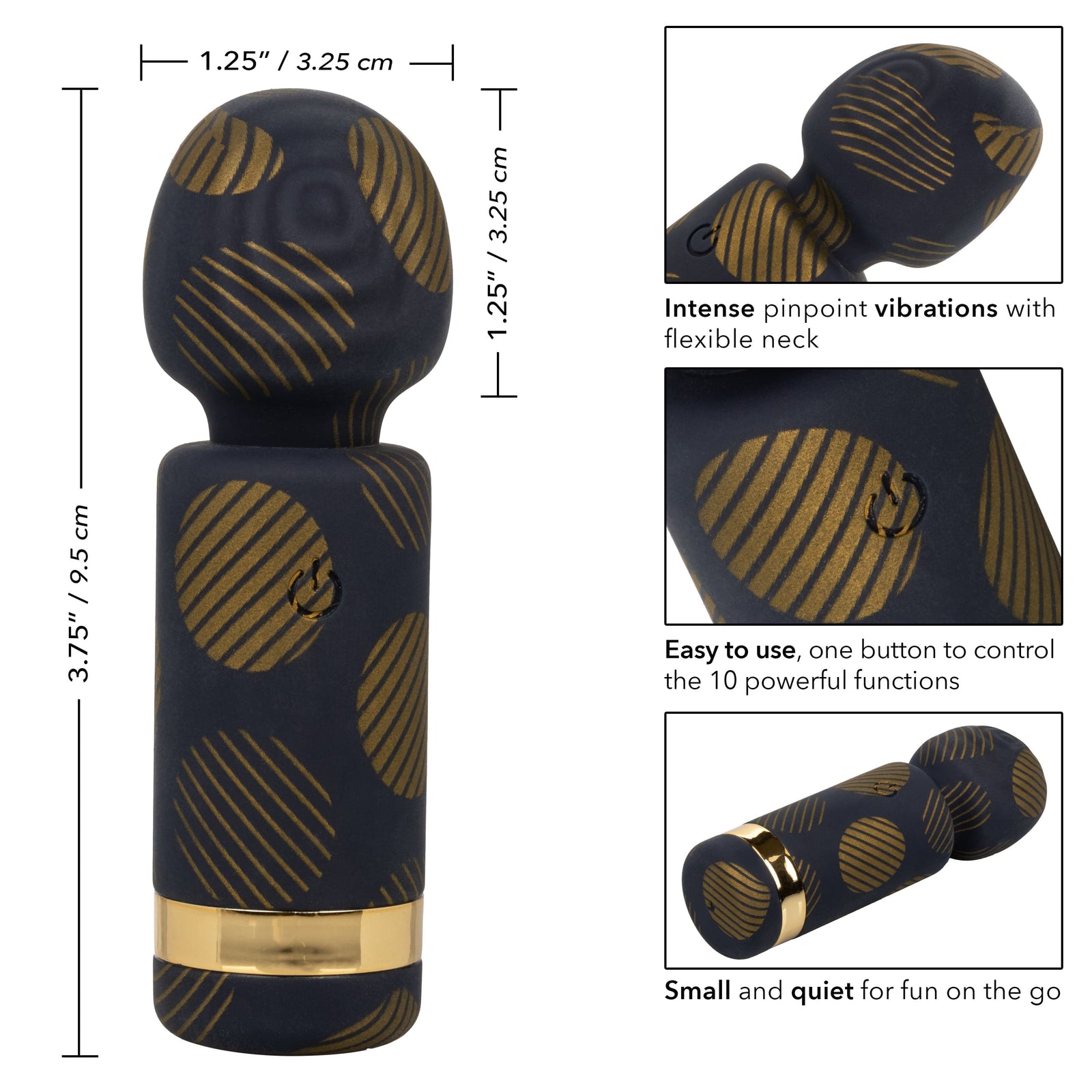 California Exotics - Naughty Bits Lit Clit Teenie Weenie Mini Wand Massager (Black) - Mini Wand Massagers (Vibration) Rechargeable Durio.sg