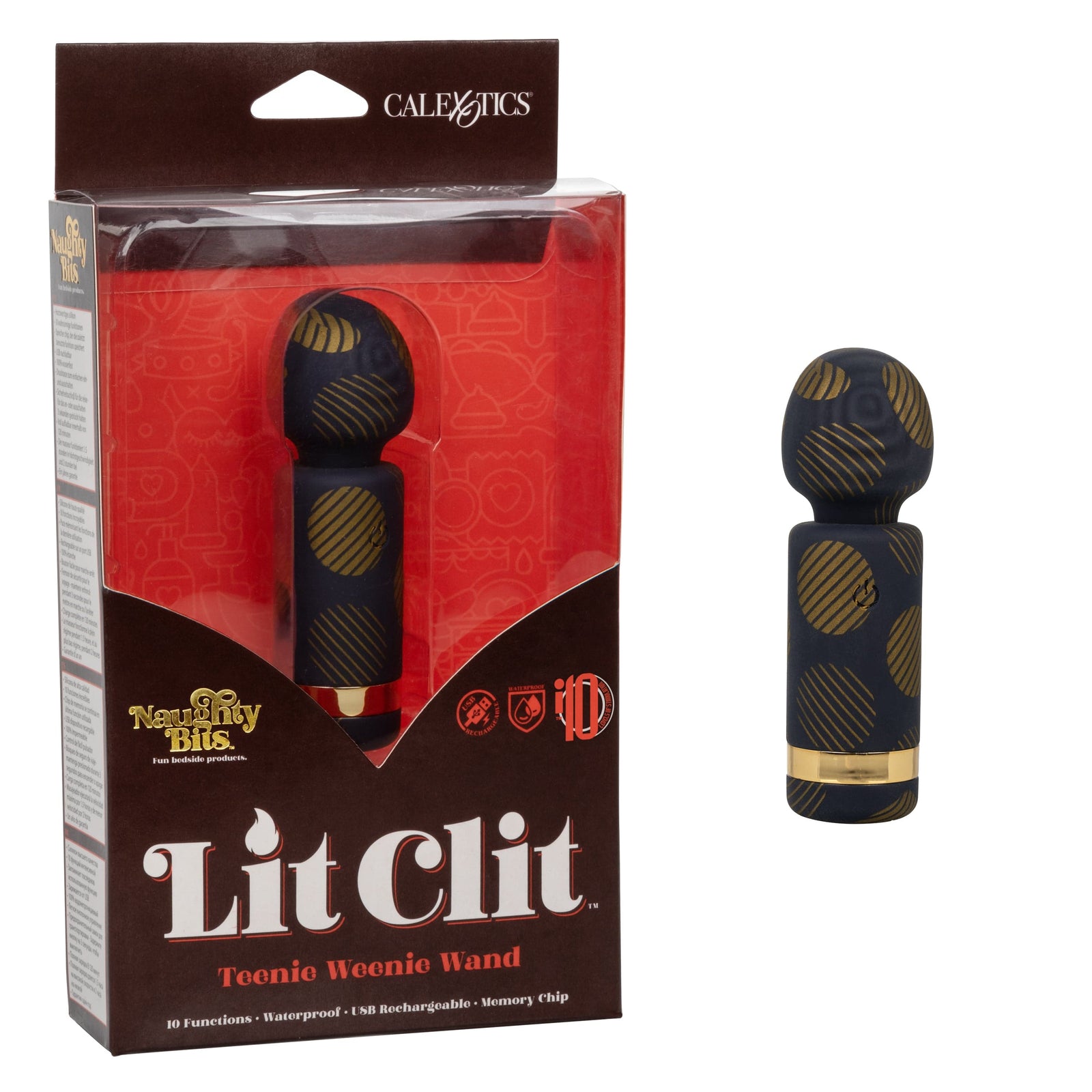 California Exotics - Naughty Bits Lit Clit Teenie Weenie Mini Wand Massager (Black) - Mini Wand Massagers (Vibration) Rechargeable Durio.sg