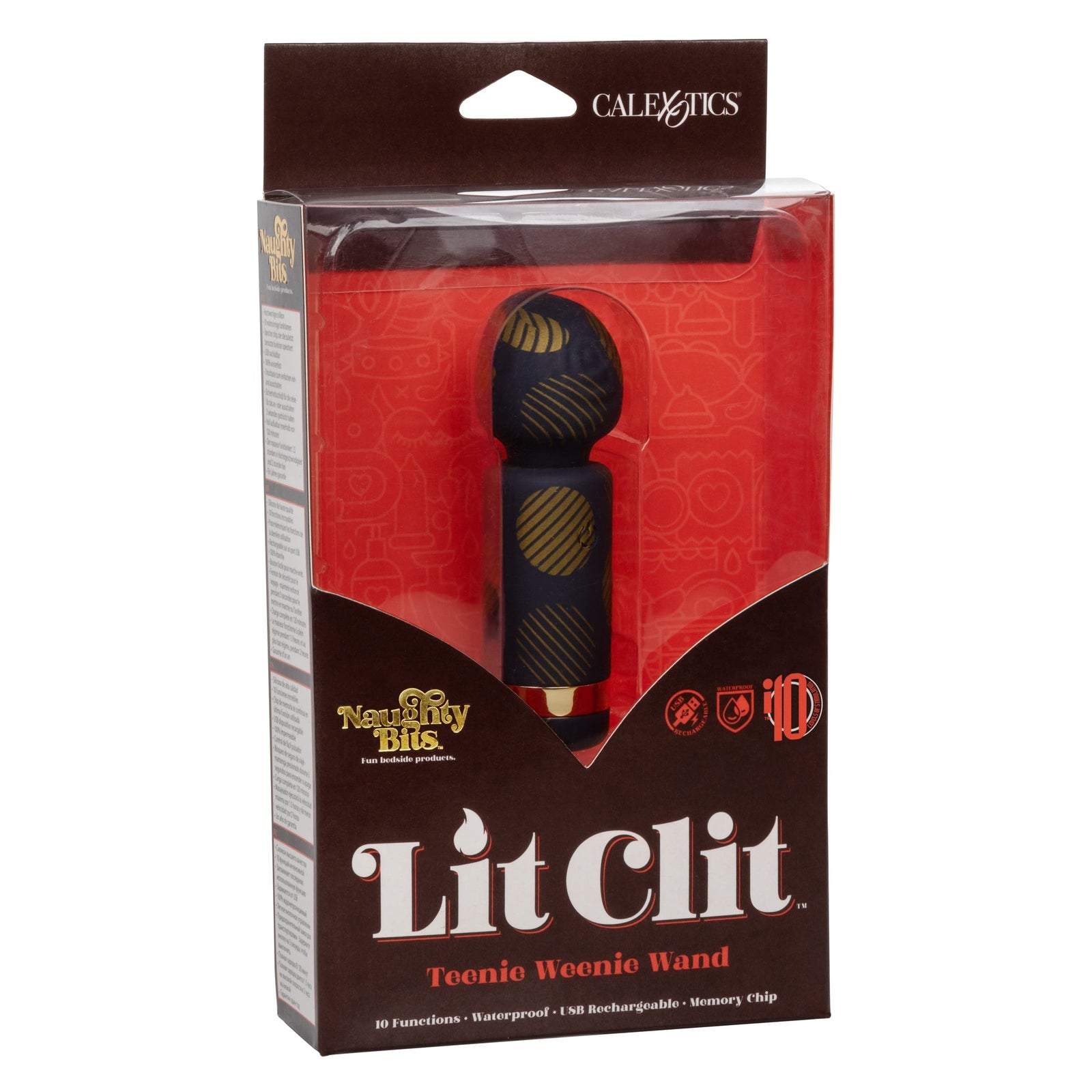 California Exotics - Naughty Bits Lit Clit Teenie Weenie Mini Wand Massager (Black) - Mini Wand Massagers (Vibration) Rechargeable Durio.sg