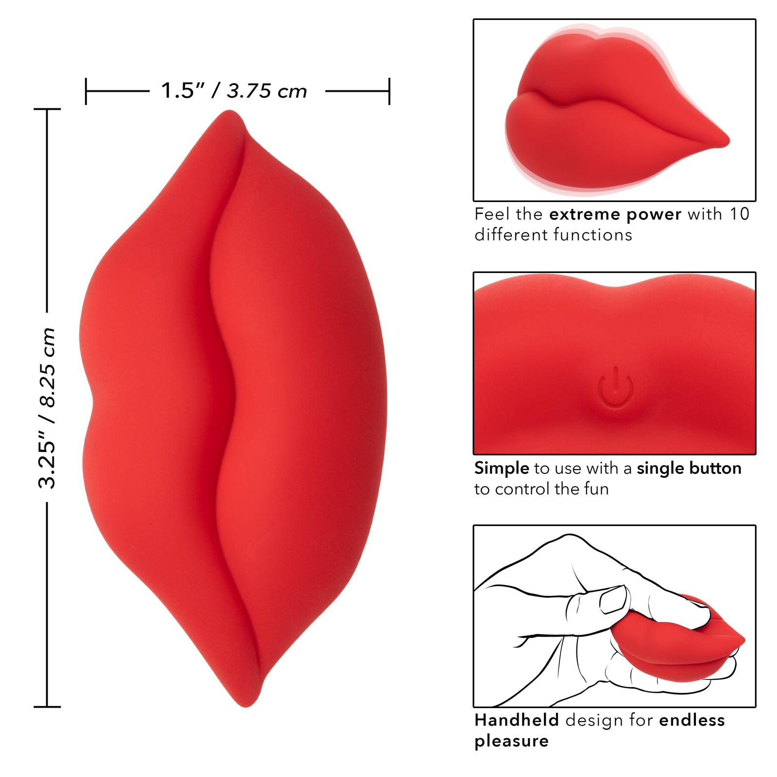California Exotics - Naughty Bits Muah Discreet Mini Vibrator (Red) - Discreet Toys Durio.sg