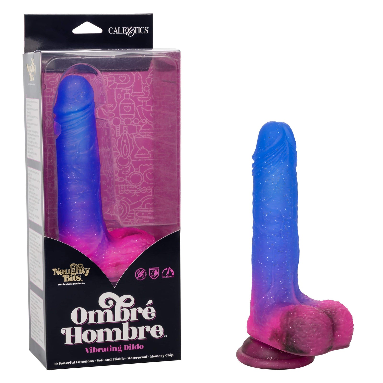 California Exotics - Naughty Bits Ombre Hombre Vibrating Dildo (Purple) - Realistic Dildo with suction cup (Vibration) Rechargeable Durio.sg