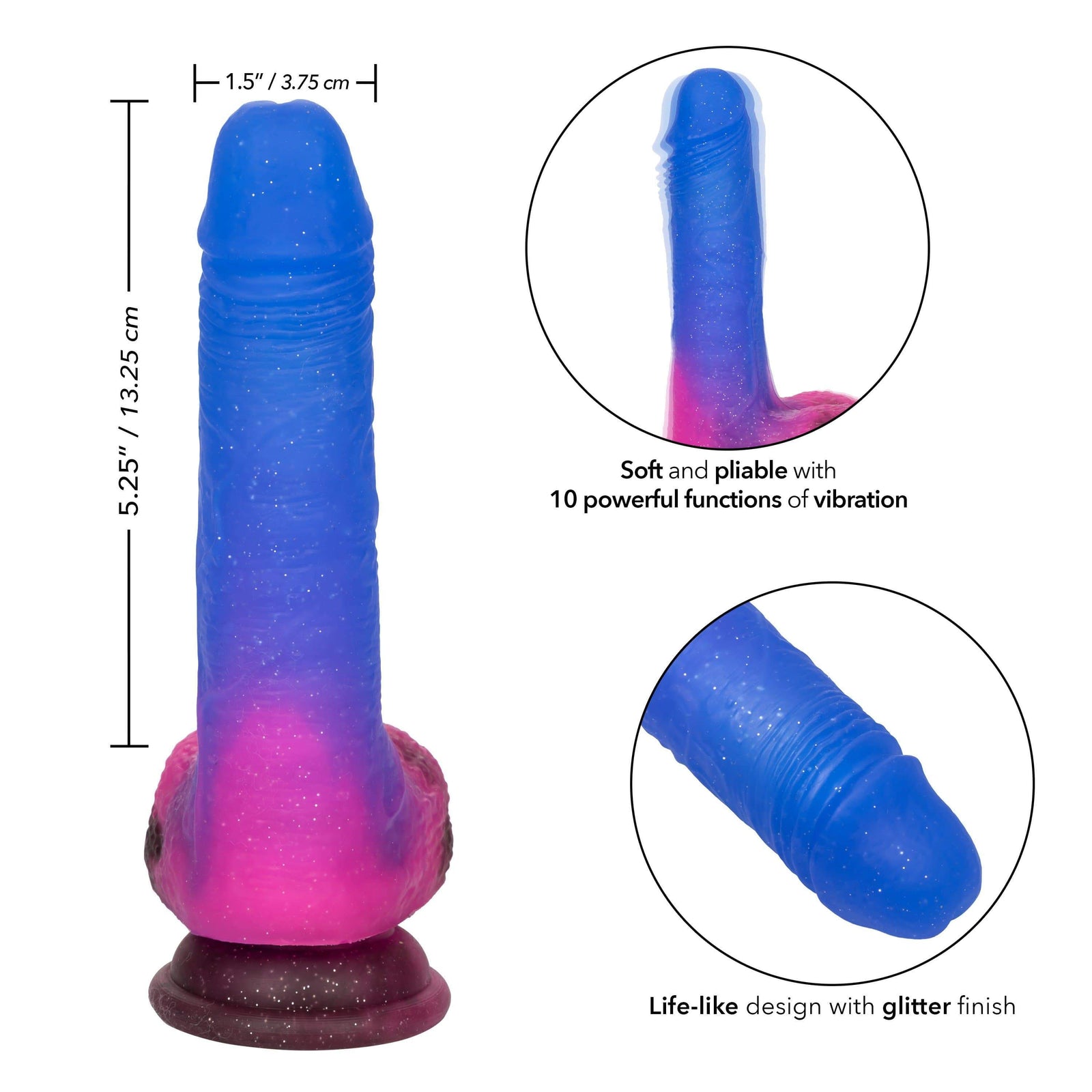 California Exotics - Naughty Bits Ombre Hombre Vibrating Dildo (Purple) - Realistic Dildo with suction cup (Vibration) Rechargeable Durio.sg