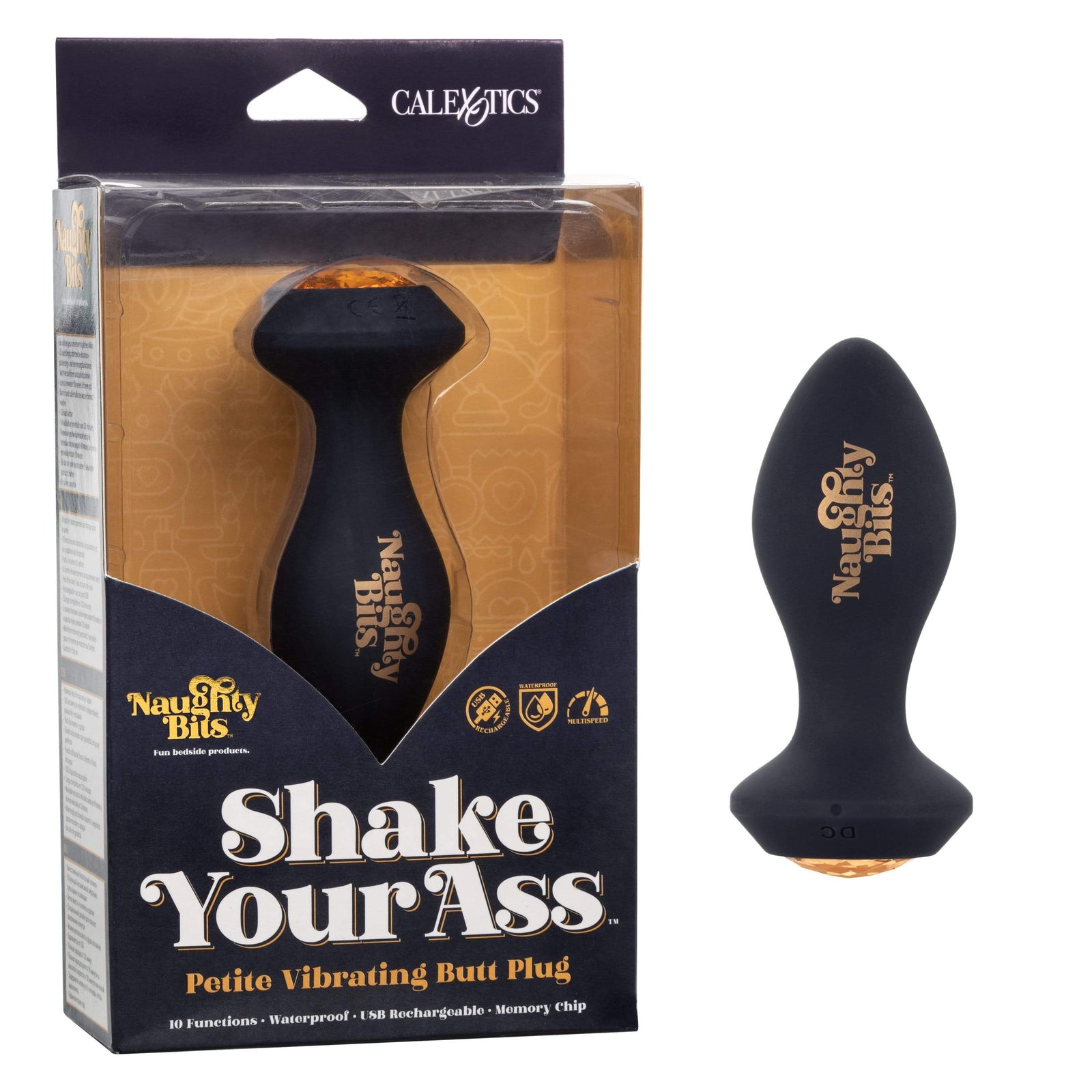 California Exotics - Naughty Bits Shake Your Ass Petite Vibrating Butt Plug (Black) - Anal Plug (Vibration) Rechargeable Durio.sg