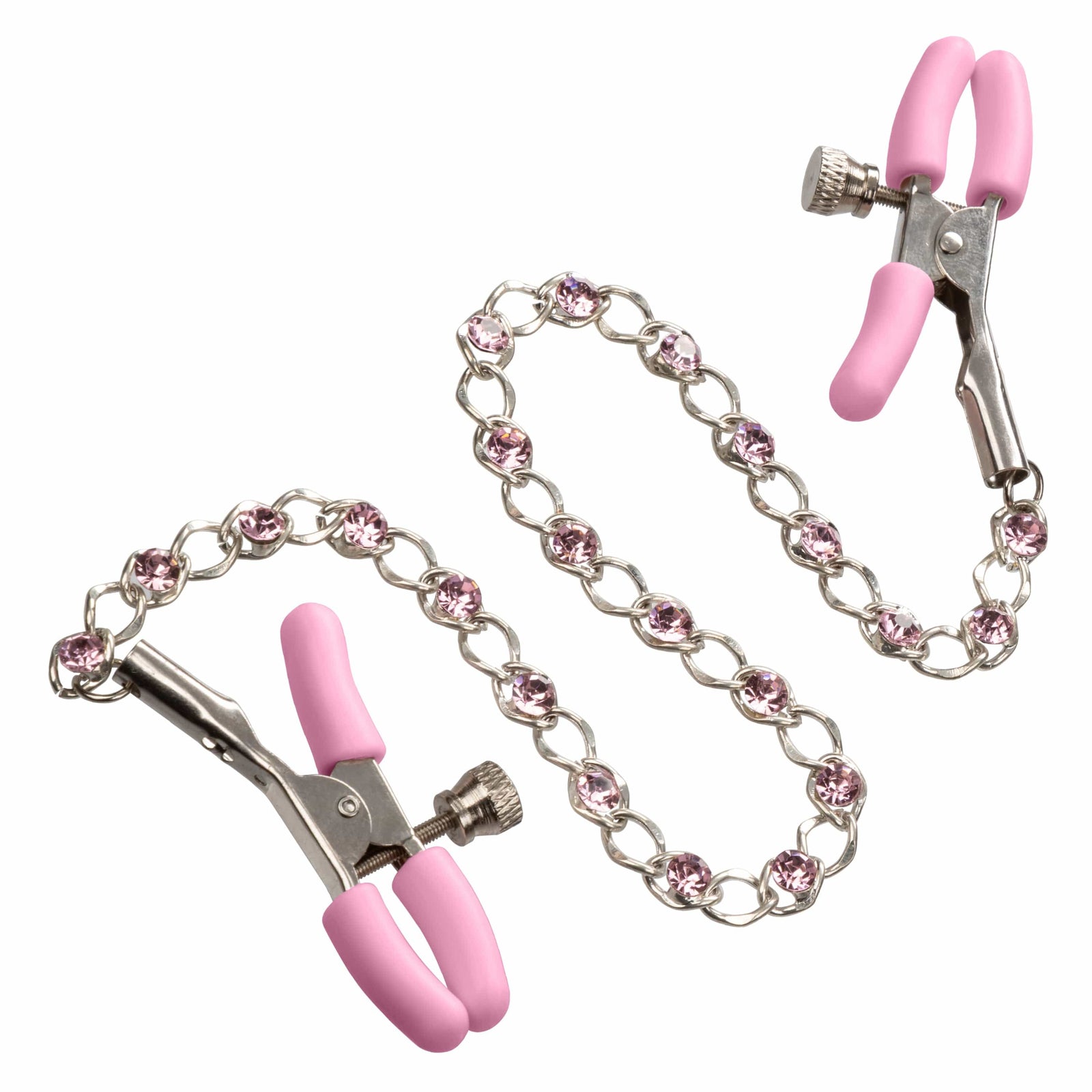 California Exotics - Nipple Play Crystal Chain Nipple Clamps (Pink) - Panties Massager Remote Control (Vibration) Rechargeable Durio.sg