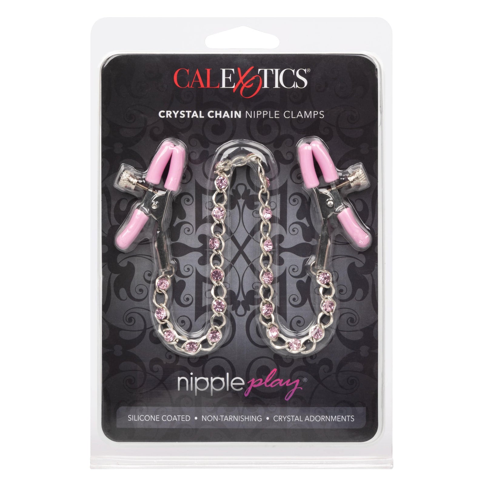 California Exotics - Nipple Play Crystal Chain Nipple Clamps (Pink) - Panties Massager Remote Control (Vibration) Rechargeable Durio.sg