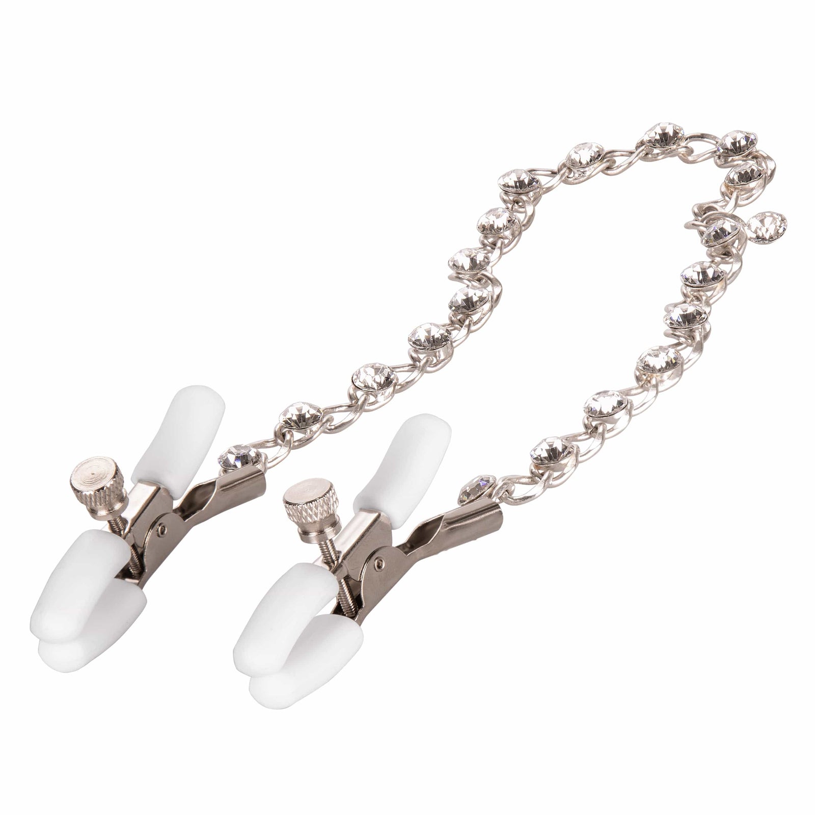 California Exotics - Nipple Play Crystal Chain Nipple Clamps (Silver) - Nipple Clamps (Non Vibration) Durio.sg