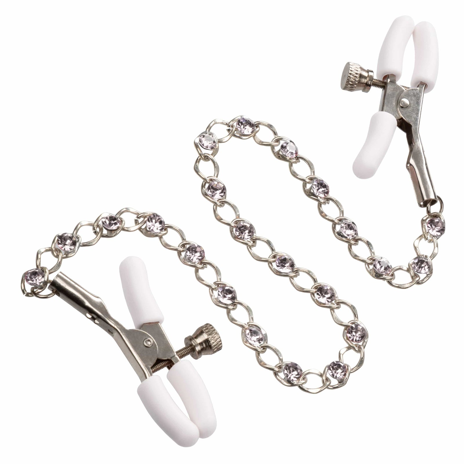 California Exotics - Nipple Play Crystal Chain Nipple Clamps (Silver) - Nipple Clamps (Non Vibration) Durio.sg